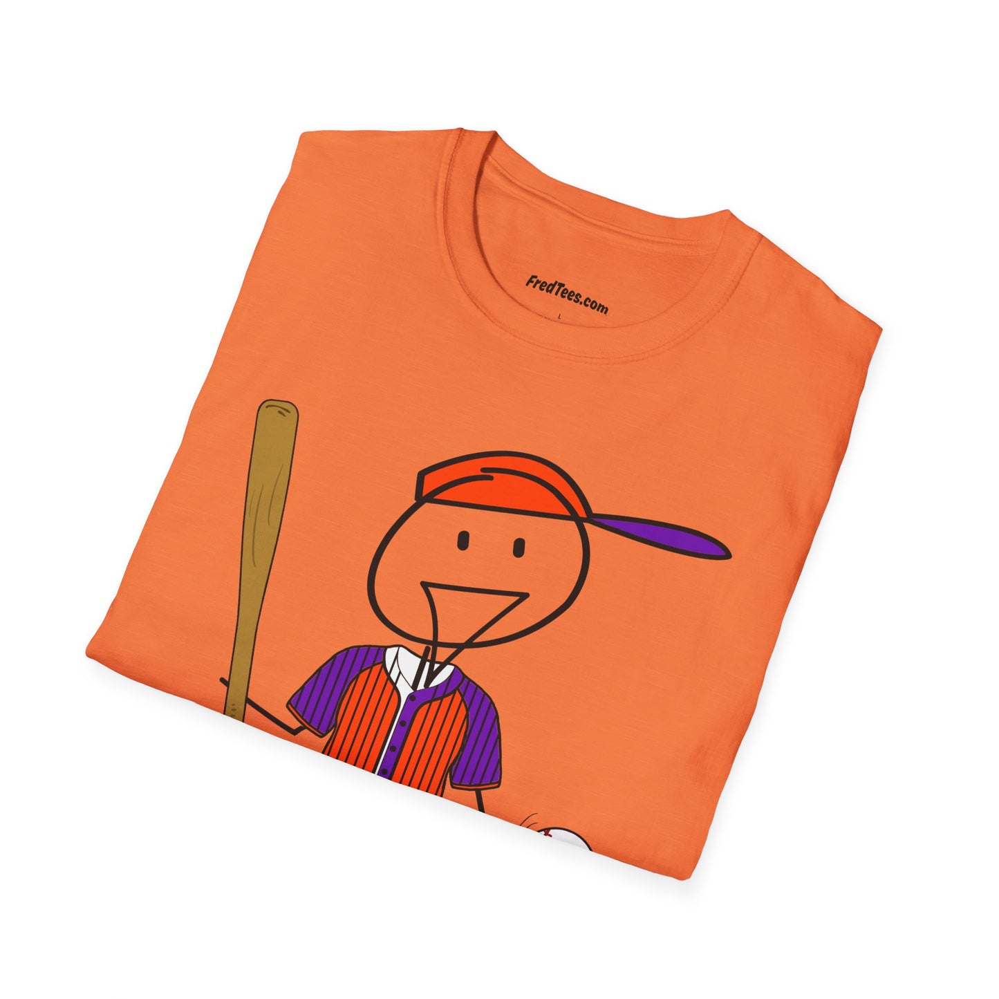 FRED is ready to PLAY BALL! His forever motto - HAVE FUN, PLAY HARD, DON’T QUIT! Orange & Purple Pinstripe
