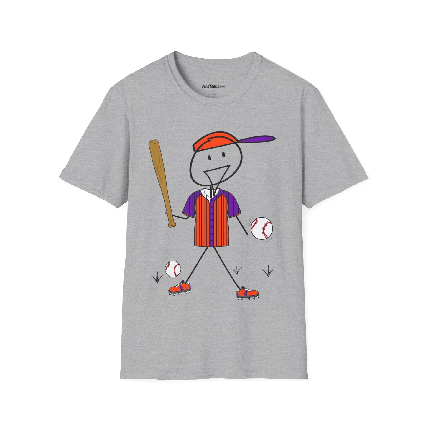 FRED is ready to PLAY BALL! His forever motto - HAVE FUN, PLAY HARD, DON’T QUIT! Orange & Purple Pinstripe