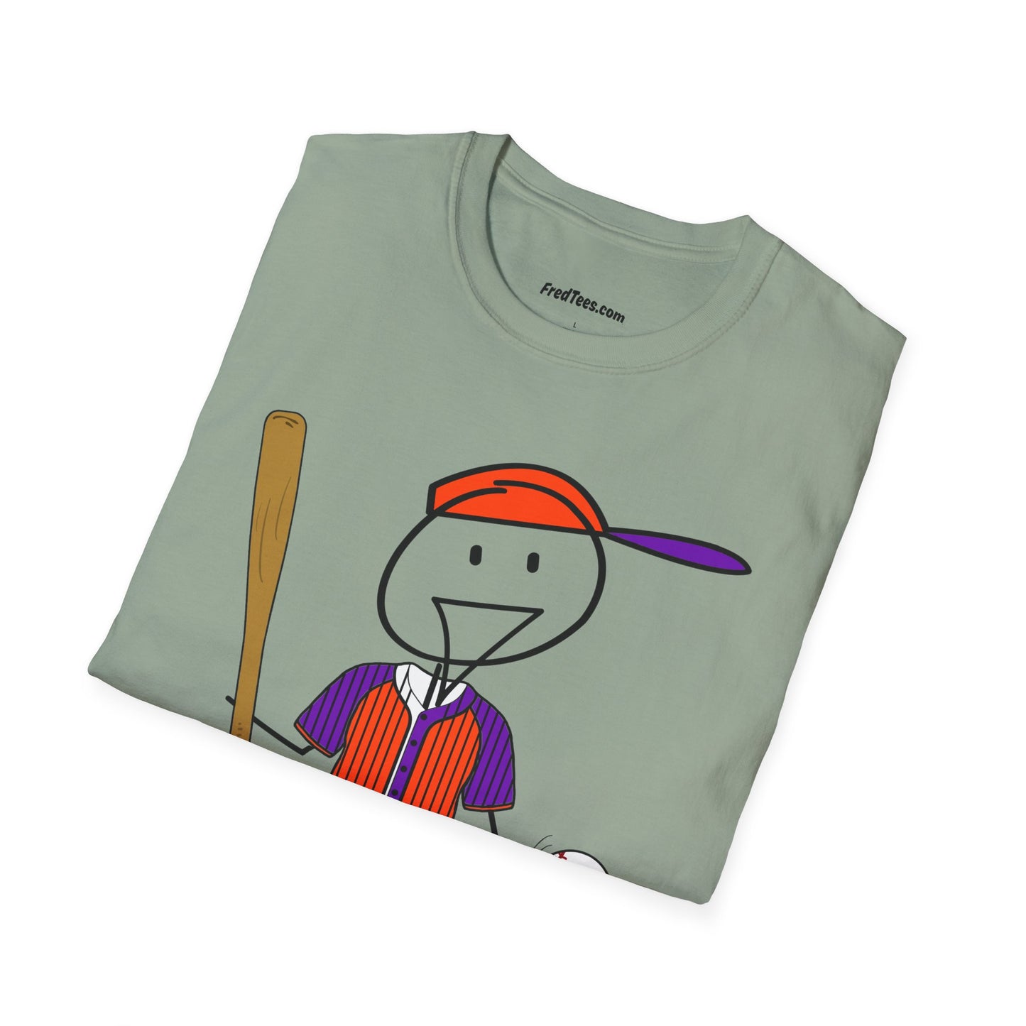 FRED is ready to PLAY BALL! His forever motto - HAVE FUN, PLAY HARD, DON’T QUIT! Orange & Purple Pinstripe