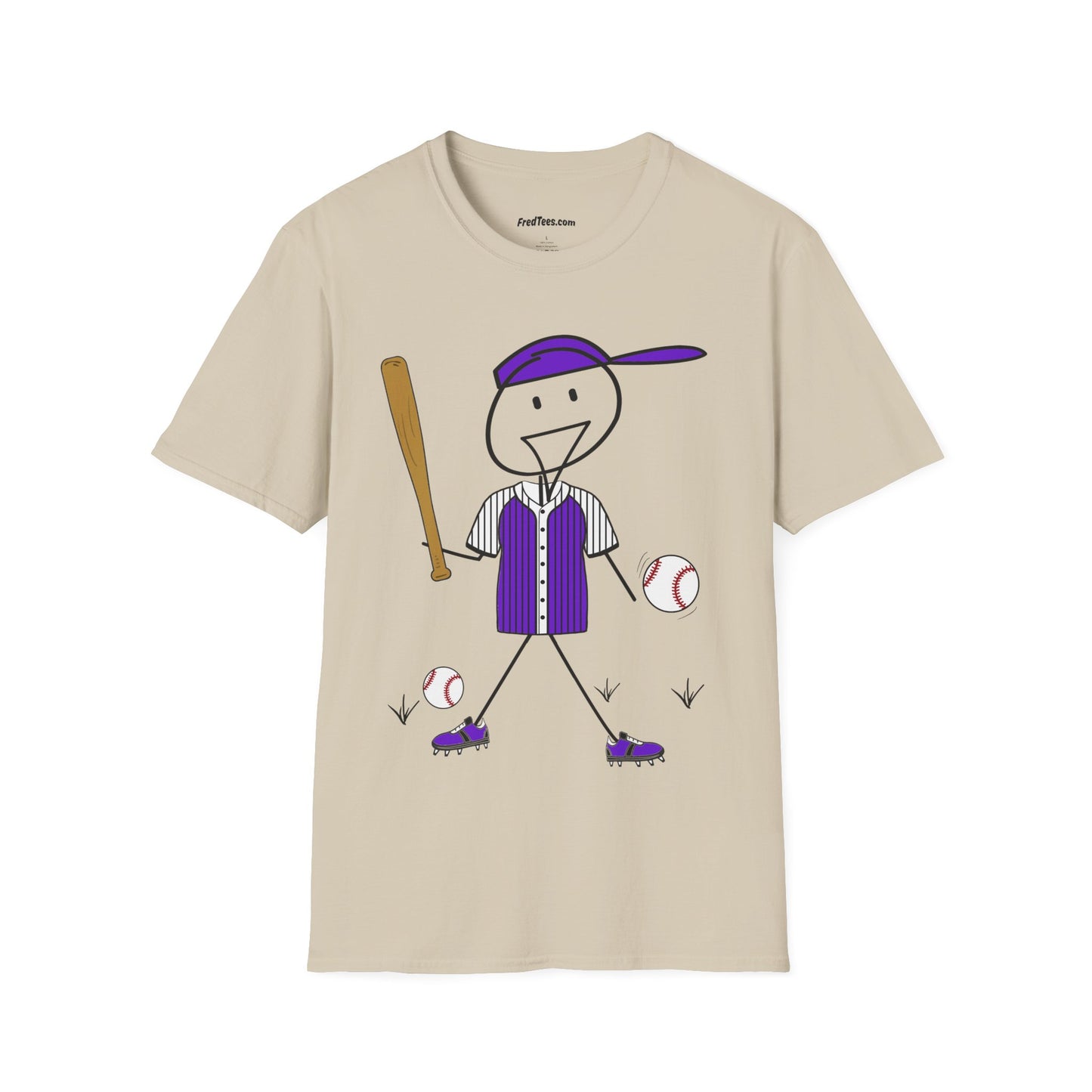 FRED is ready to PLAY BALL! His forever motto - HAVE FUN, PLAY HARD, DON’T QUIT! Purple Pinstripe