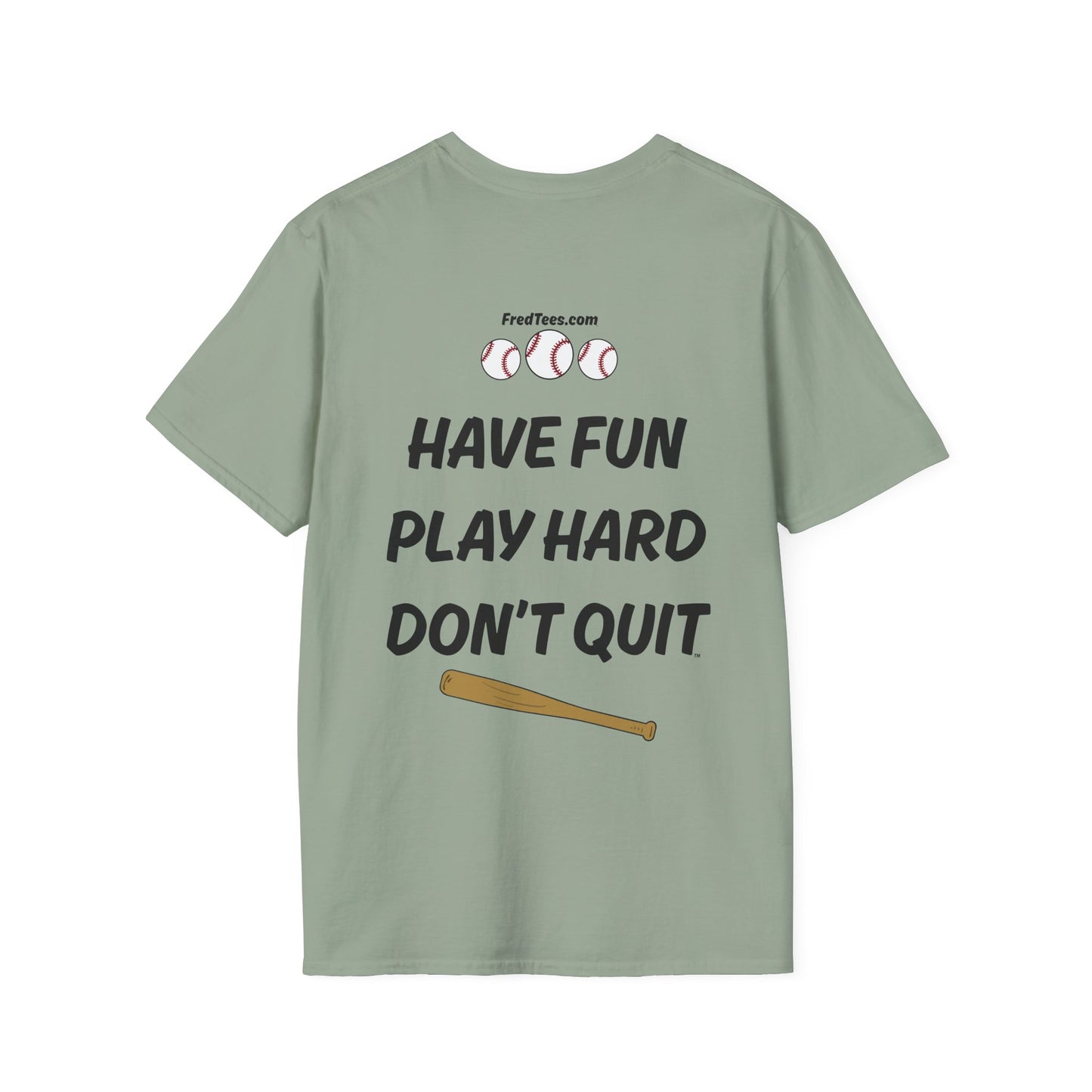 FRED is ready to PLAY BALL! His forever motto - HAVE FUN, PLAY HARD, DON’T QUIT! Purple Pinstripe