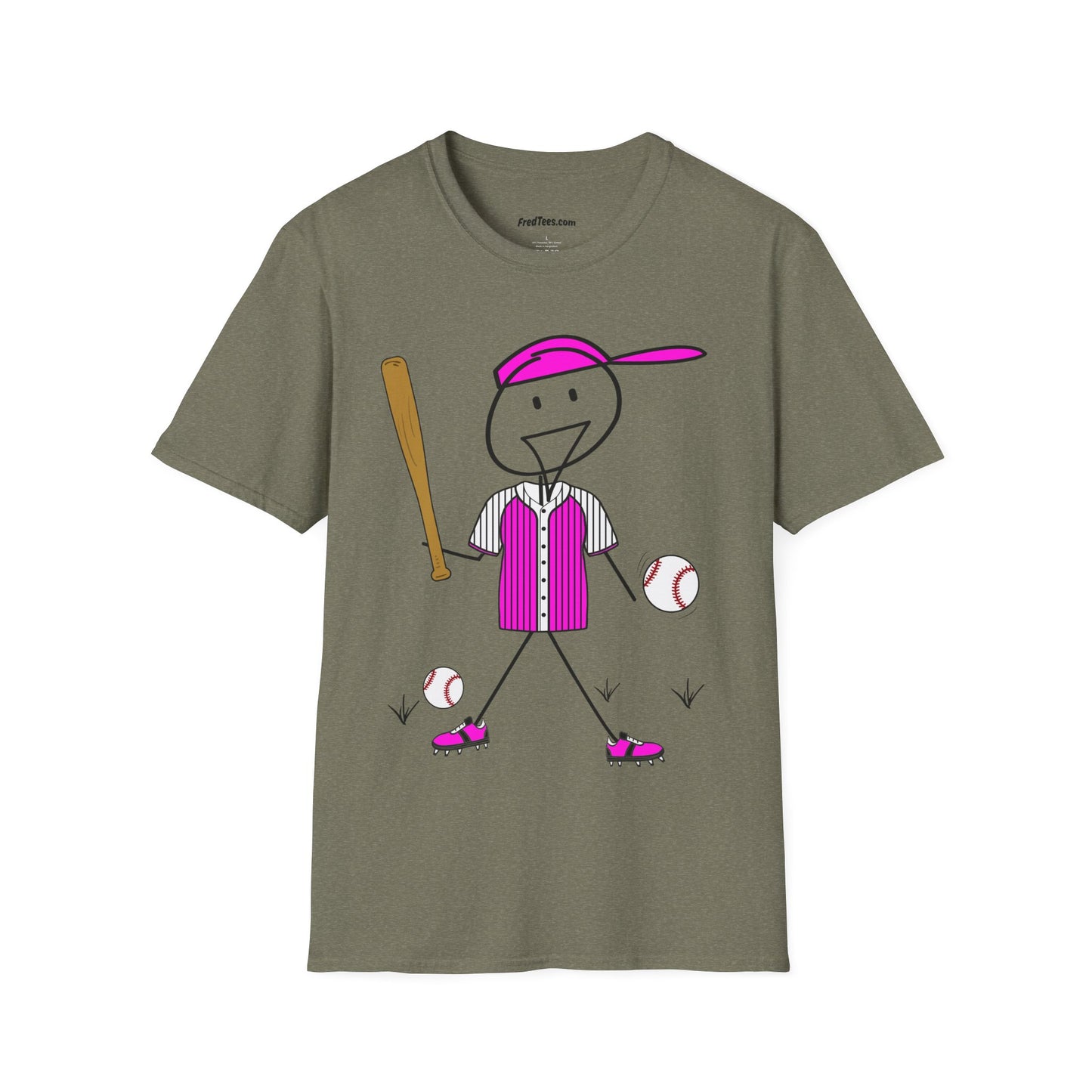 FRED is ready to PLAY BALL! His forever motto - HAVE FUN, PLAY HARD, DON’T QUIT! Hot Pink Pinstripe