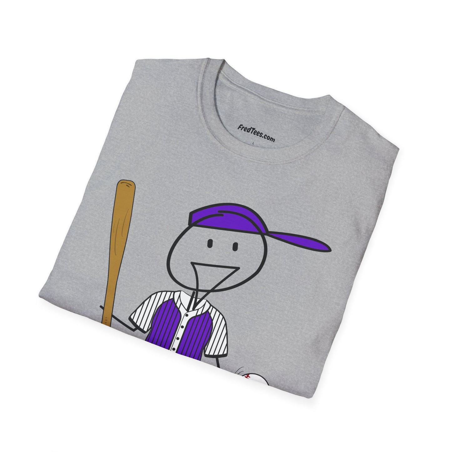 FRED is ready to PLAY BALL! His forever motto - HAVE FUN, PLAY HARD, DON’T QUIT! Purple Pinstripe
