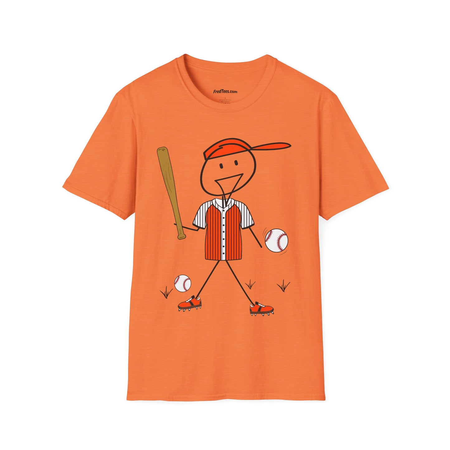 FRED is ready to PLAY BALL! His forever motto - HAVE FUN, PLAY HARD, DON’T QUIT! Orange & Black Pinstripe