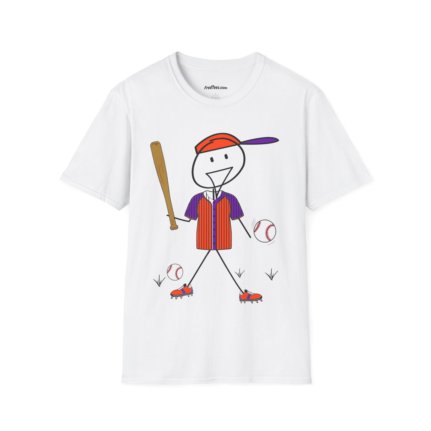FRED is ready to PLAY BALL! His forever motto - HAVE FUN, PLAY HARD, DON’T QUIT! Orange & Purple Pinstripe