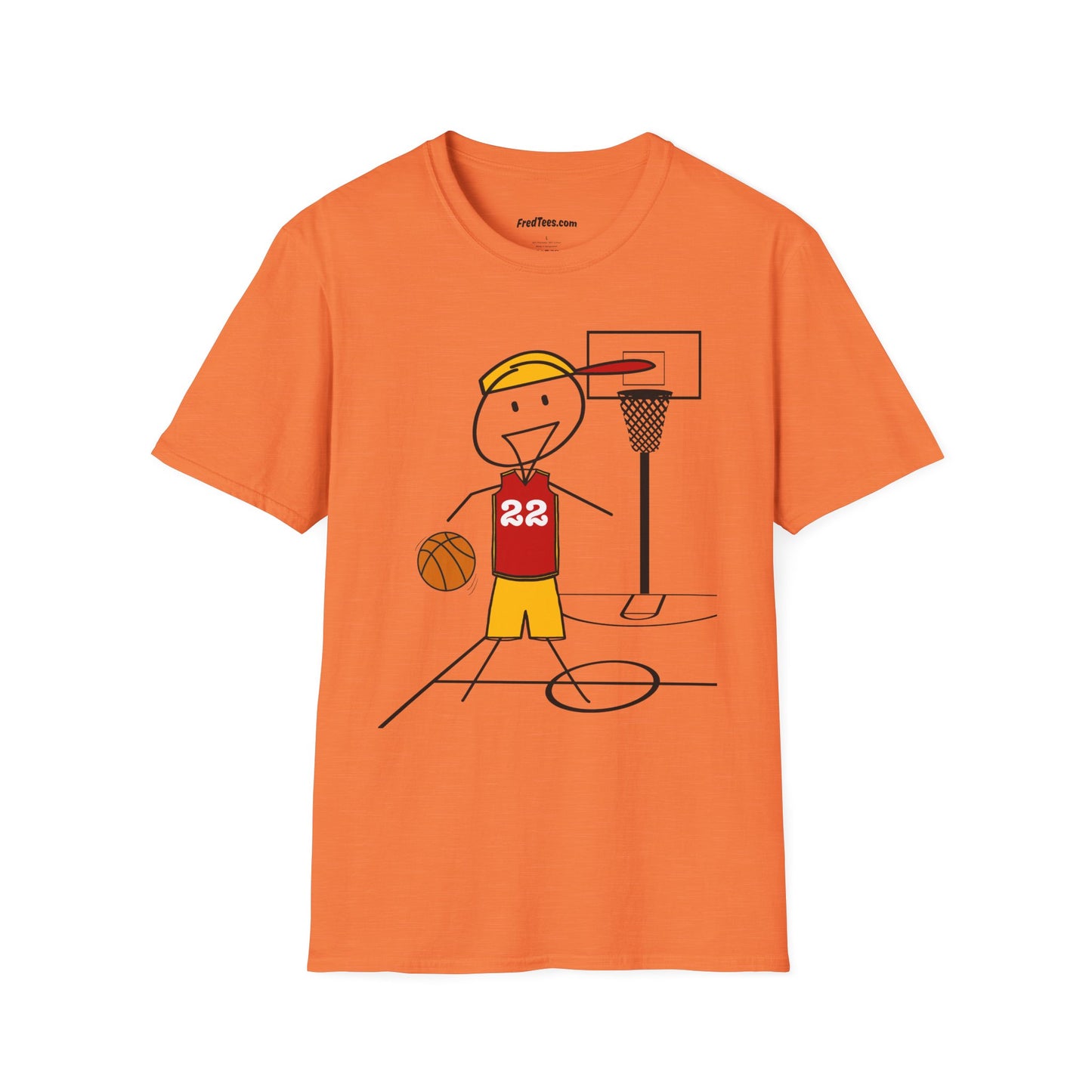 FRED is ready for the court! His forever motto - HAVE FUN, PLAY HARD, DON’T QUIT! Red & Yellow