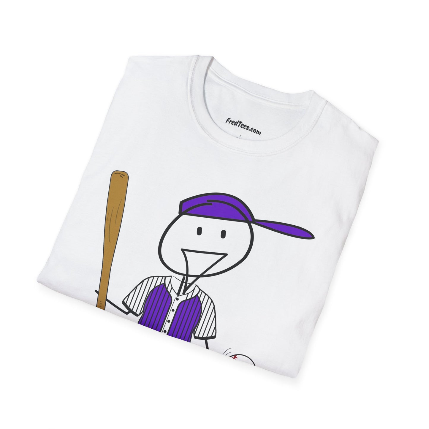 FRED is ready to PLAY BALL! His forever motto - HAVE FUN, PLAY HARD, DON’T QUIT! Purple Pinstripe