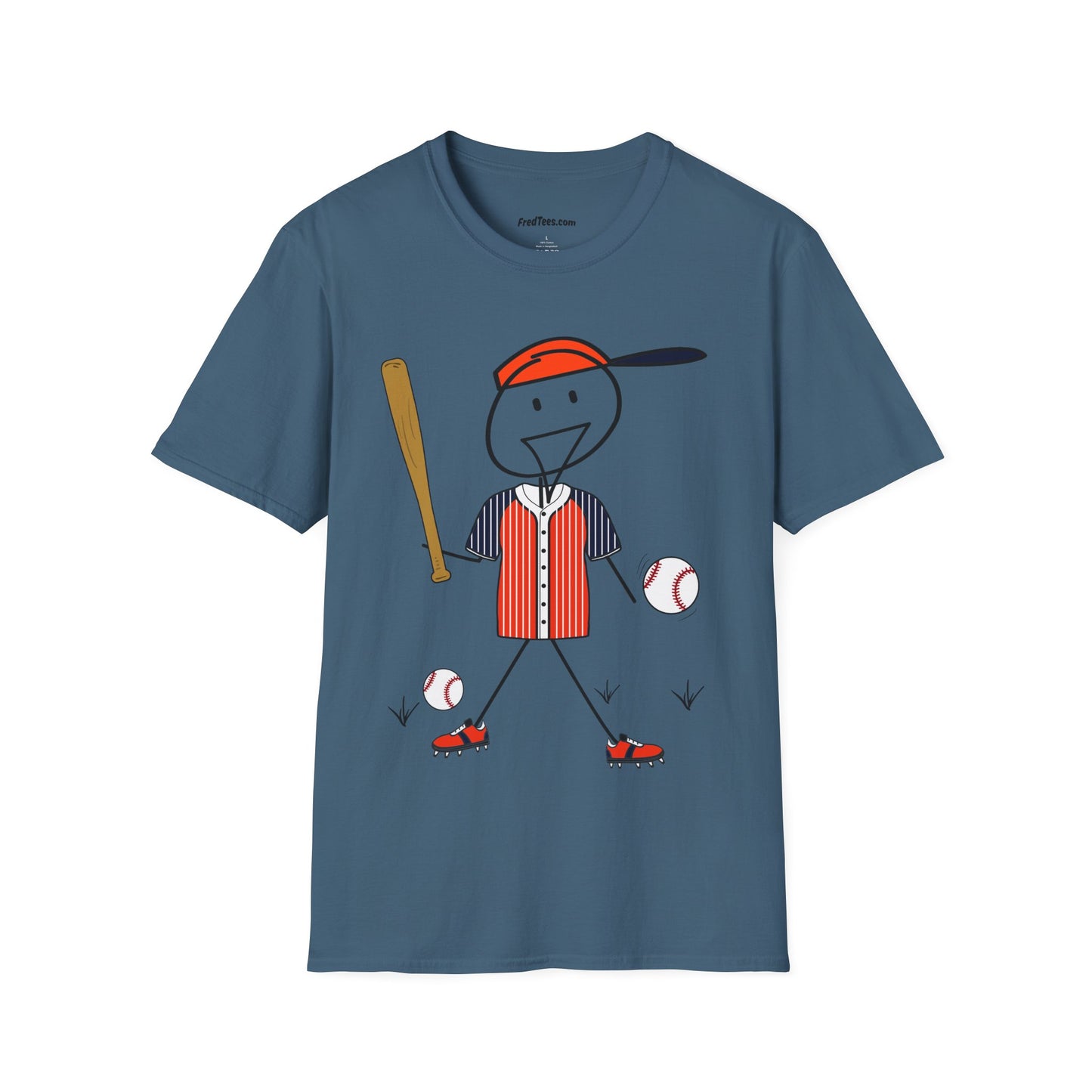 FRED is ready to PLAY BALL! His forever motto - HAVE FUN, PLAY HARD, DON’T QUIT! Orange & Navy Pinstripe