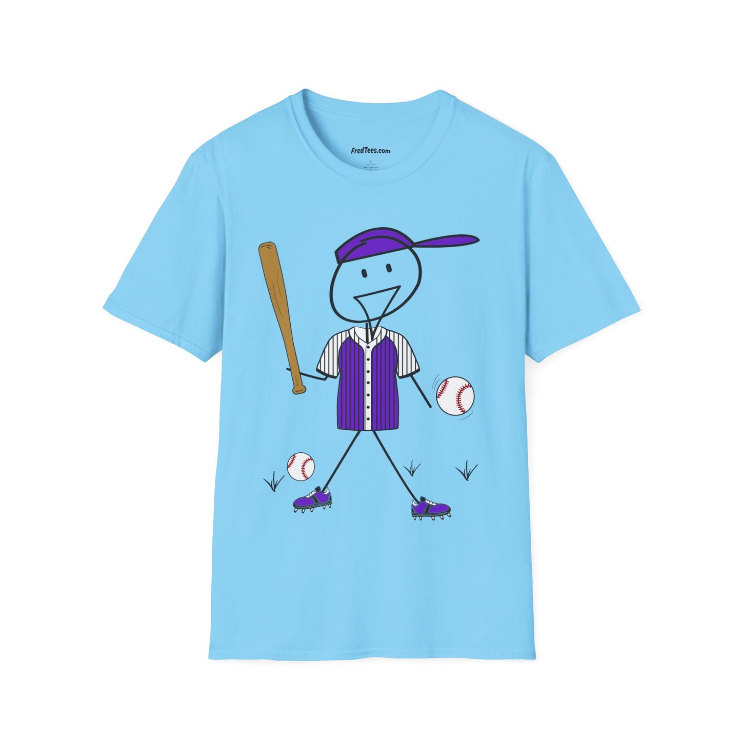 FRED is ready to PLAY BALL! His forever motto - HAVE FUN, PLAY HARD, DON’T QUIT! Purple Pinstripe