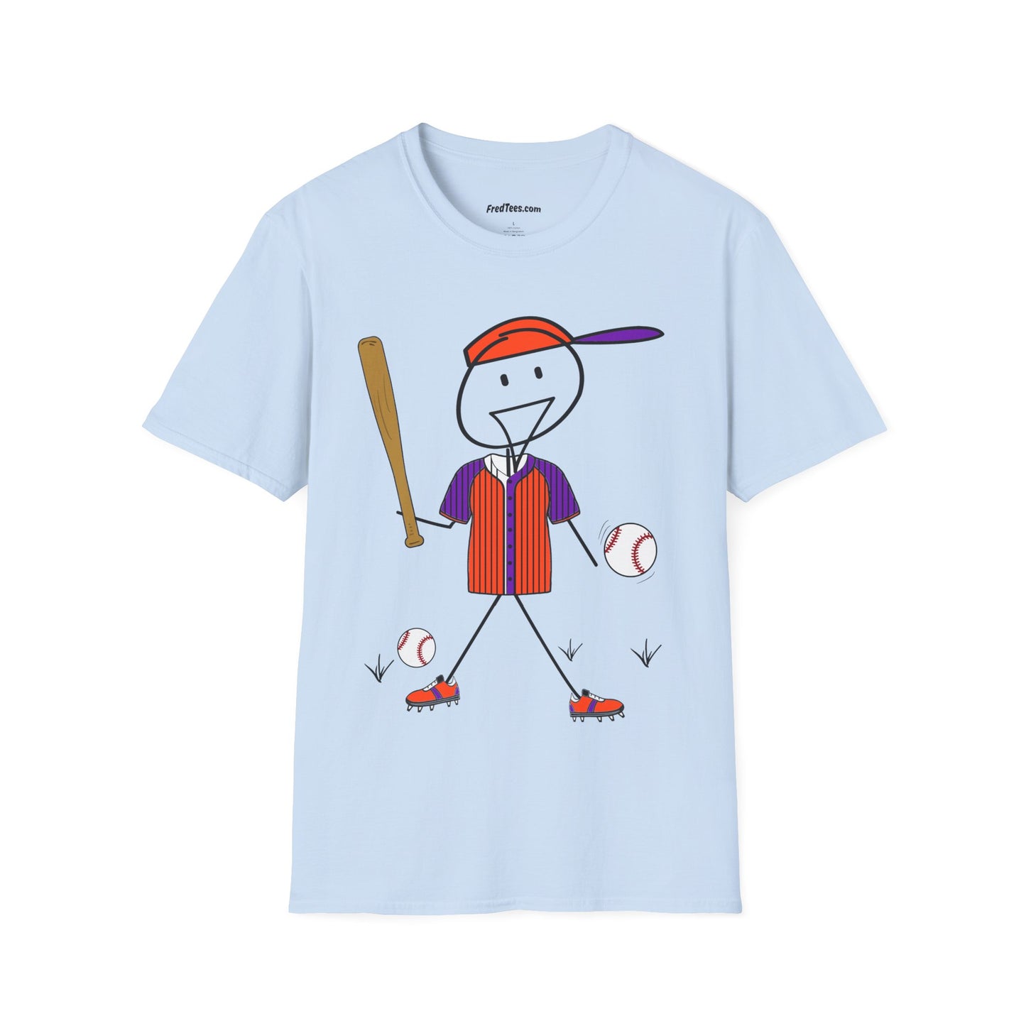 FRED is ready to PLAY BALL! His forever motto - HAVE FUN, PLAY HARD, DON’T QUIT! Orange & Purple Pinstripe