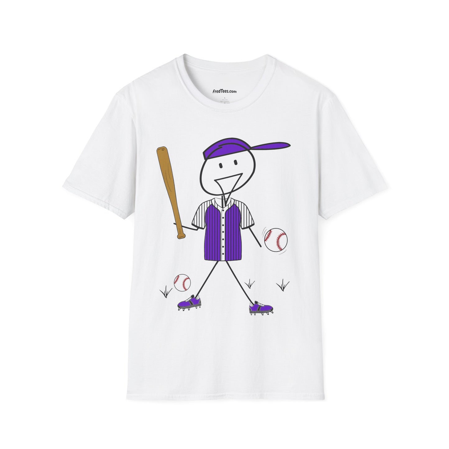 FRED is ready to PLAY BALL! His forever motto - HAVE FUN, PLAY HARD, DON’T QUIT! Purple Pinstripe