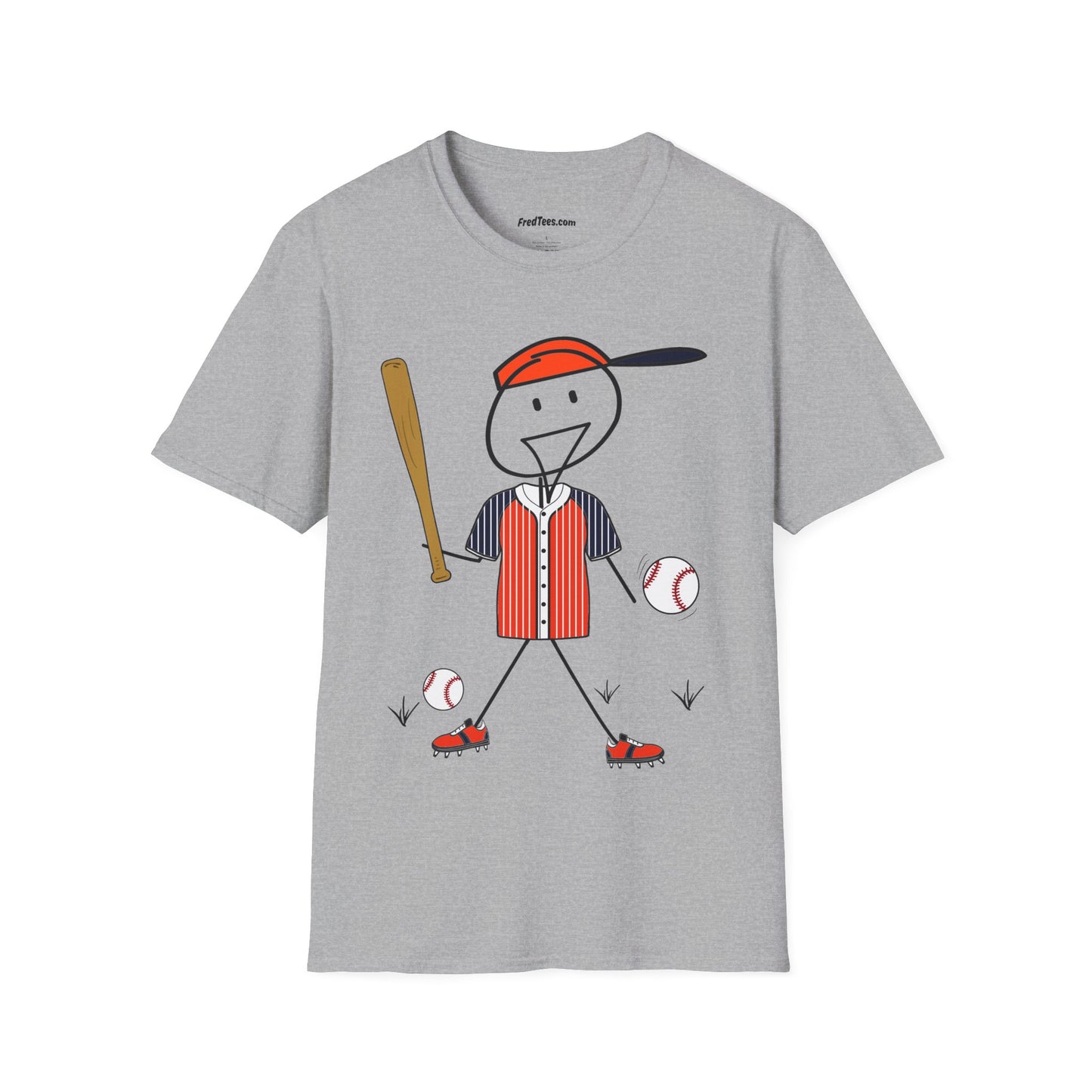 FRED is ready to PLAY BALL! His forever motto - HAVE FUN, PLAY HARD, DON’T QUIT! Orange & Navy Pinstripe
