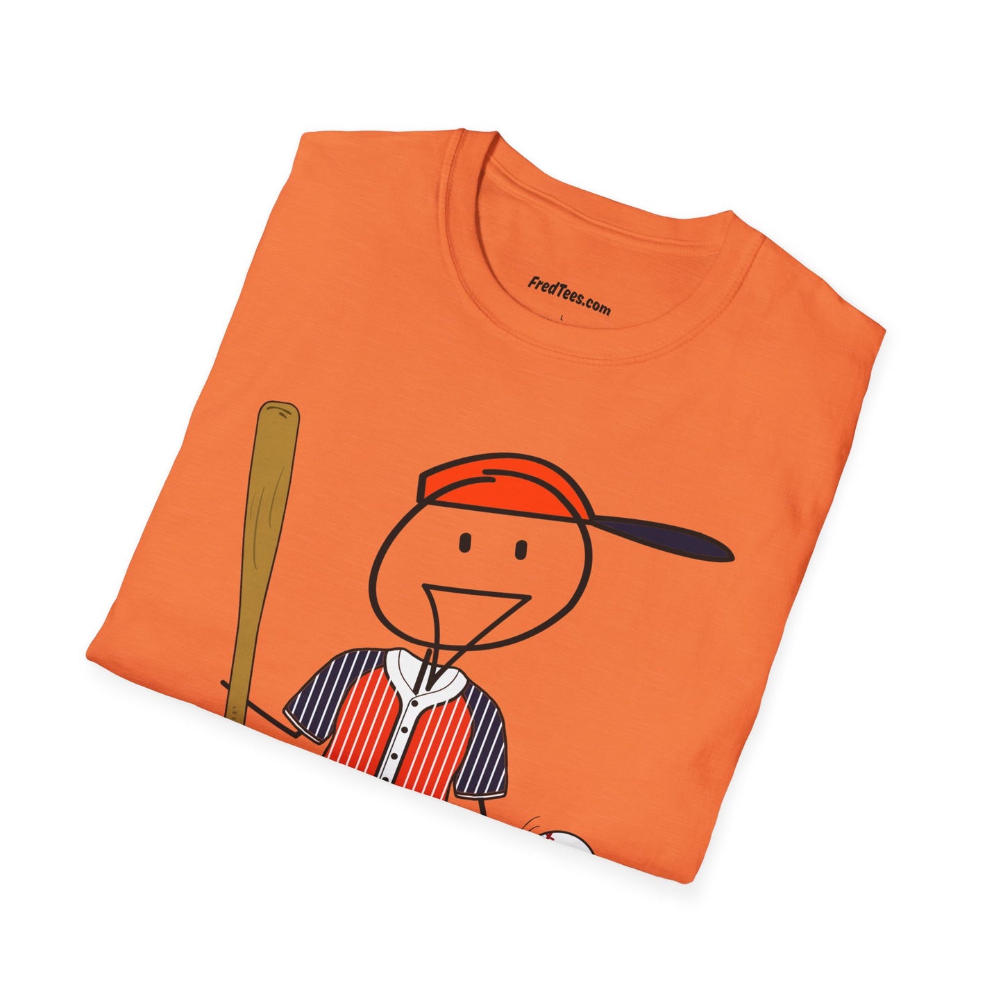 FRED is ready to PLAY BALL! His forever motto - HAVE FUN, PLAY HARD, DON’T QUIT! Orange & Navy Pinstripe