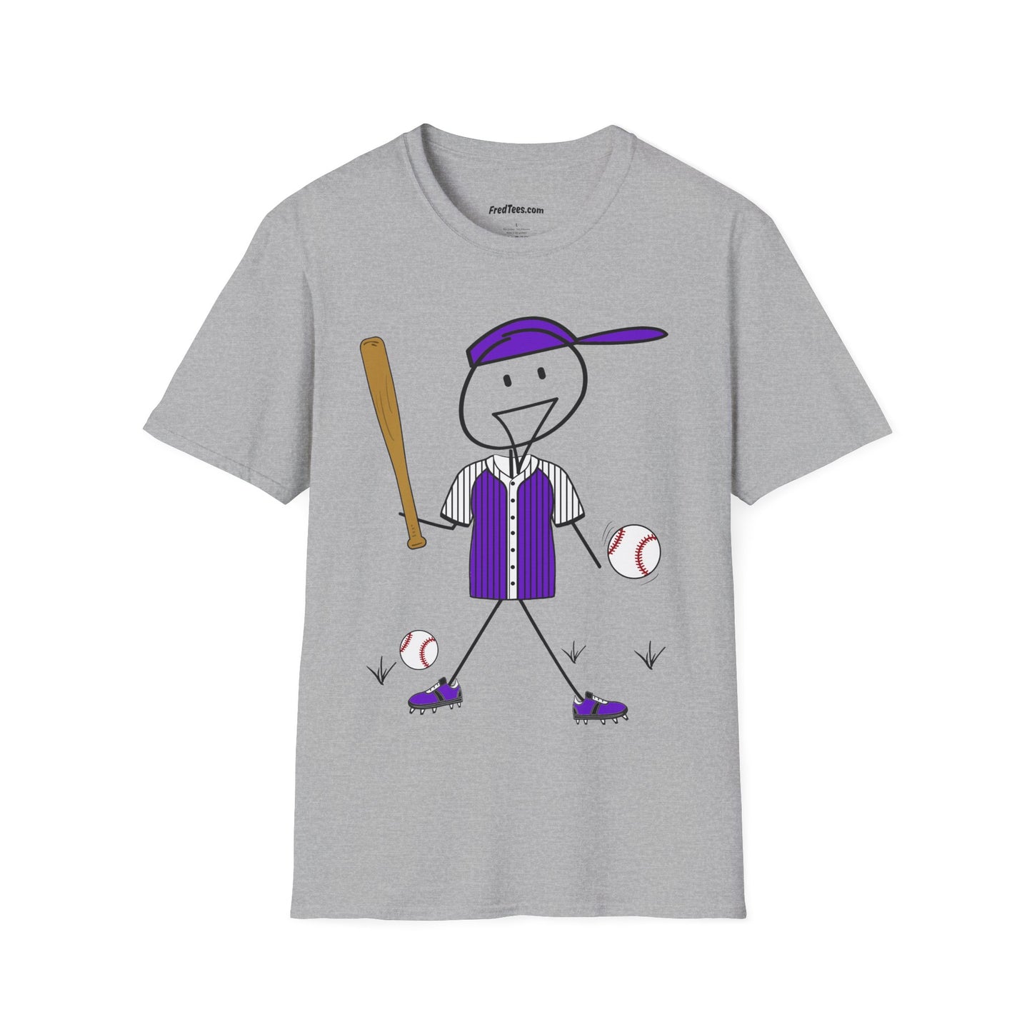 FRED is ready to PLAY BALL! His forever motto - HAVE FUN, PLAY HARD, DON’T QUIT! Purple Pinstripe