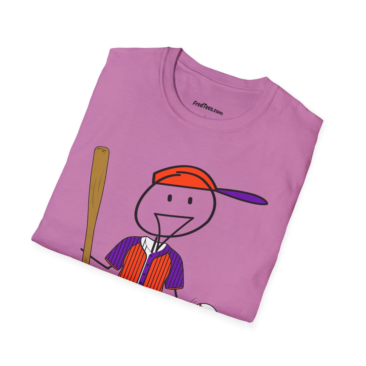 FRED is ready to PLAY BALL! His forever motto - HAVE FUN, PLAY HARD, DON’T QUIT! Orange & Purple Pinstripe