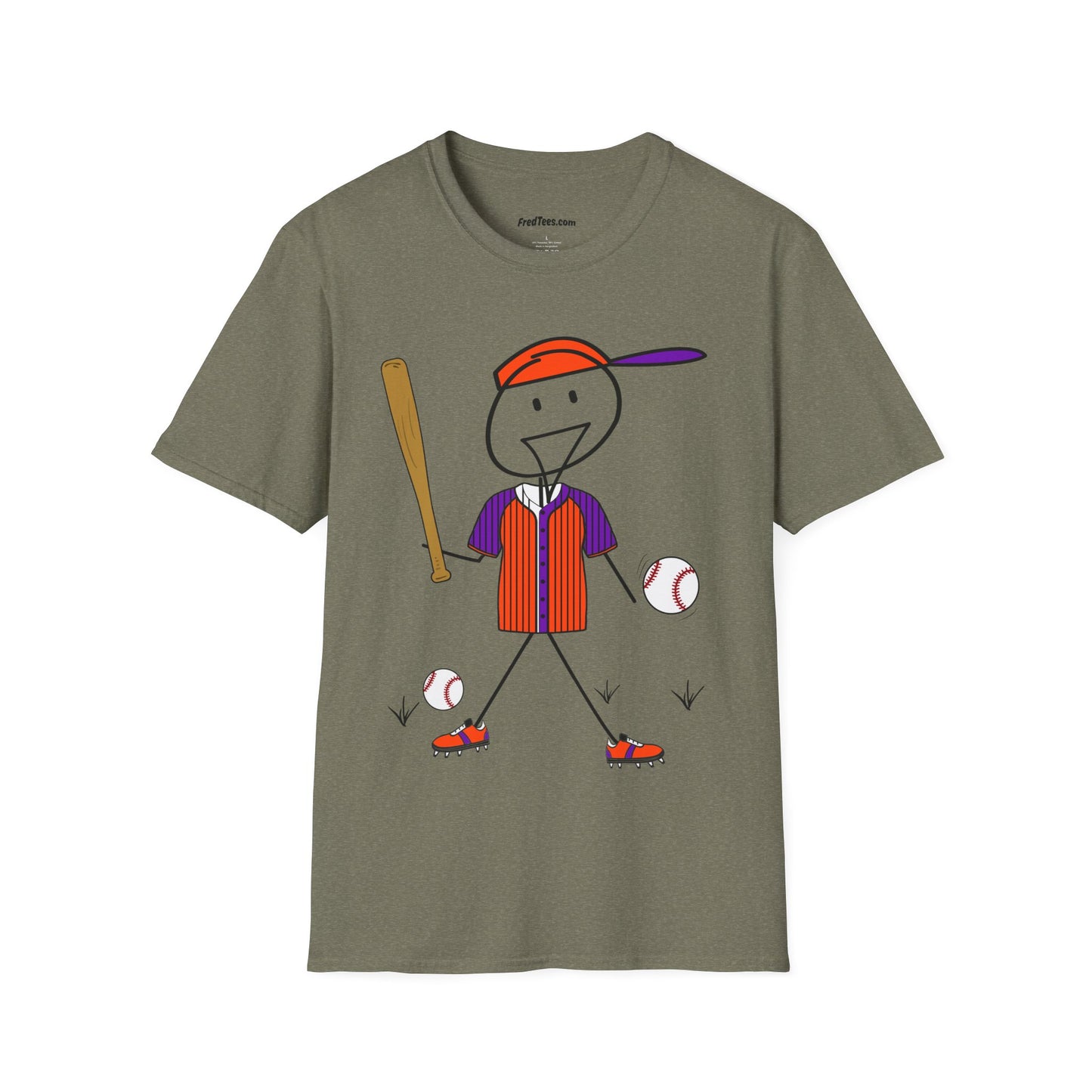 FRED is ready to PLAY BALL! His forever motto - HAVE FUN, PLAY HARD, DON’T QUIT! Orange & Purple Pinstripe