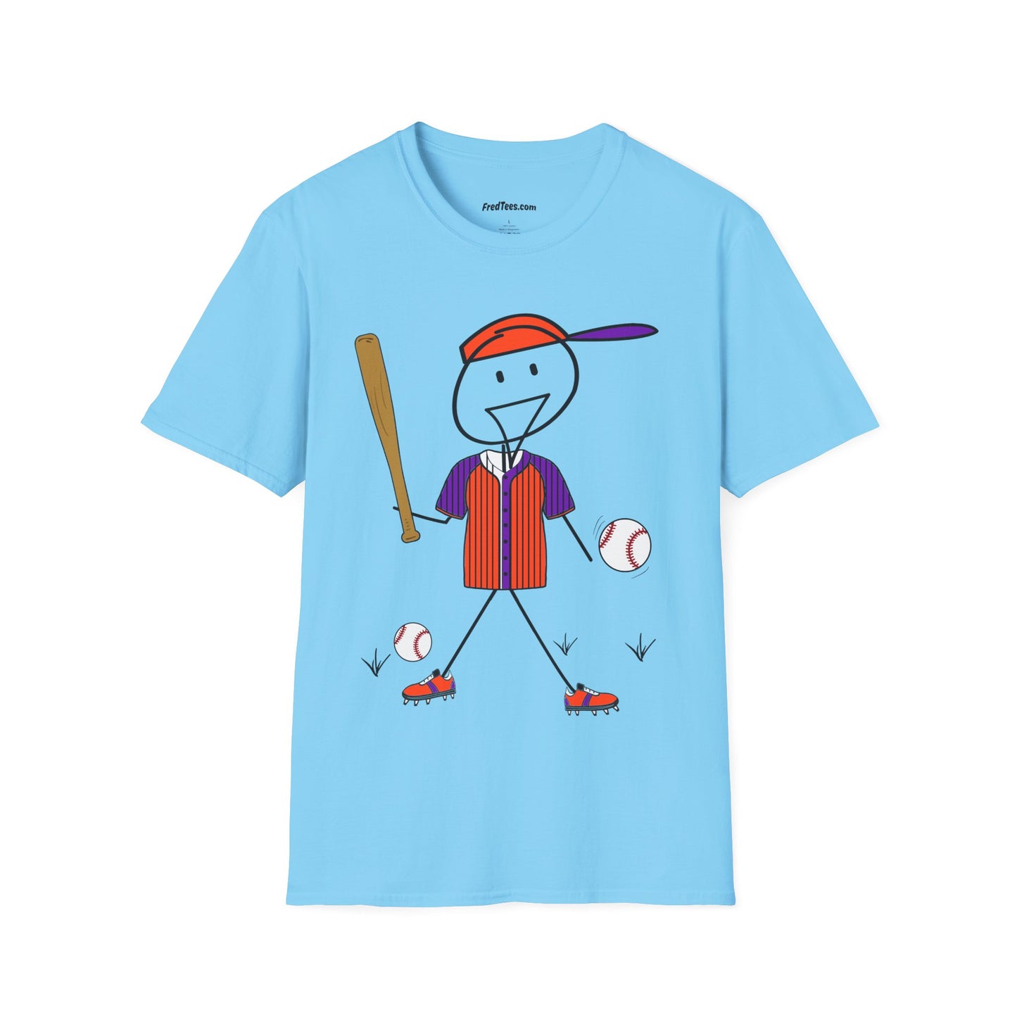 FRED is ready to PLAY BALL! His forever motto - HAVE FUN, PLAY HARD, DON’T QUIT! Orange & Purple Pinstripe