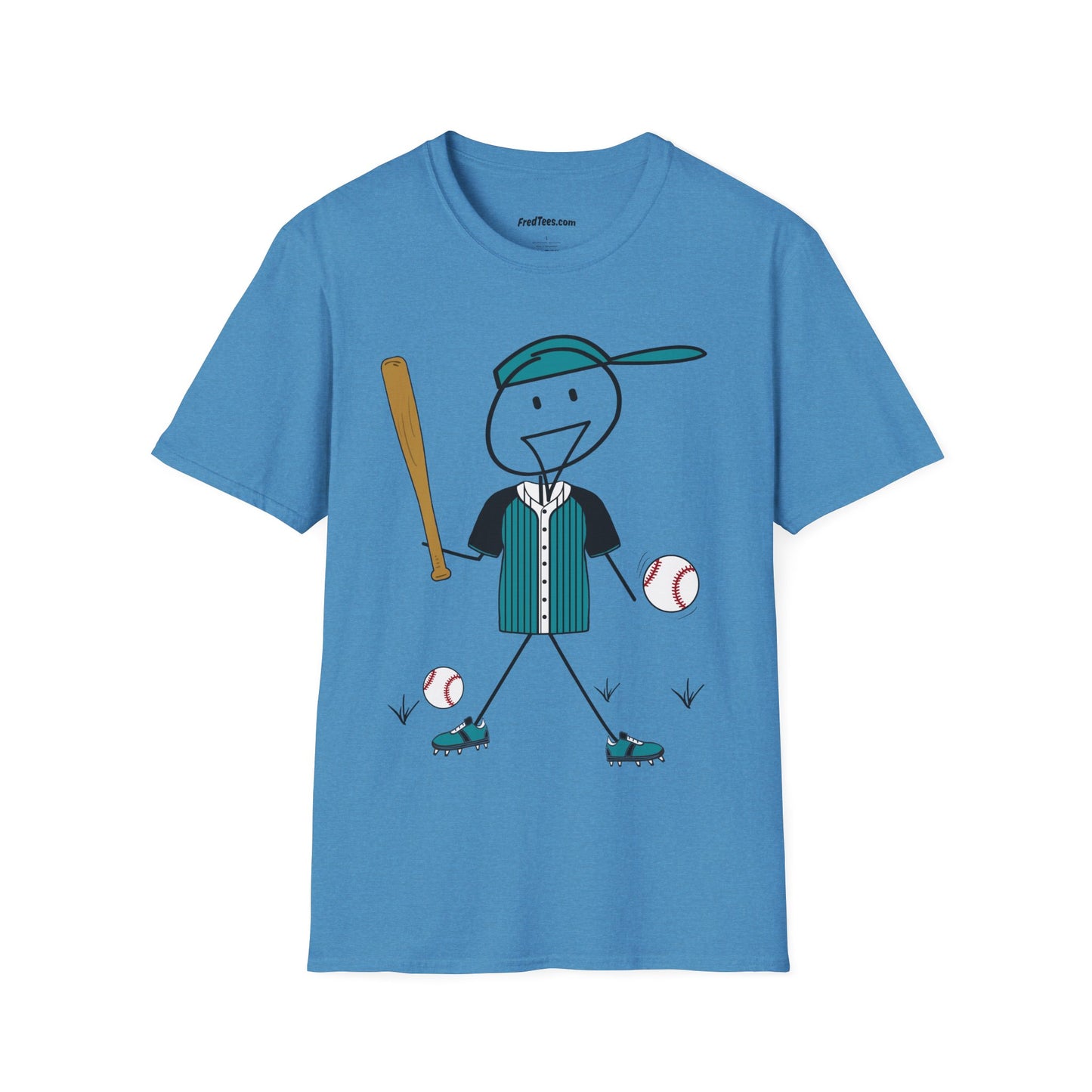 FRED is ready to PLAY BALL! His forever motto - HAVE FUN, PLAY HARD, DON’T QUIT! Teal & Black Pinstripe