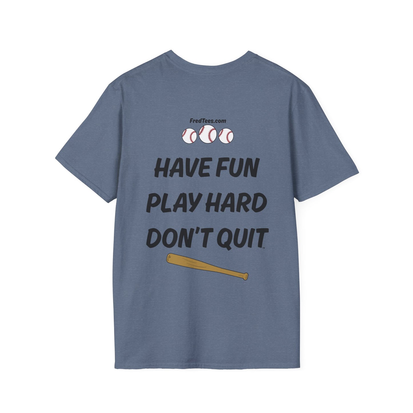 FRED is ready to PLAY BALL! His forever motto - HAVE FUN, PLAY HARD, DON’T QUIT! Purple Pinstripe