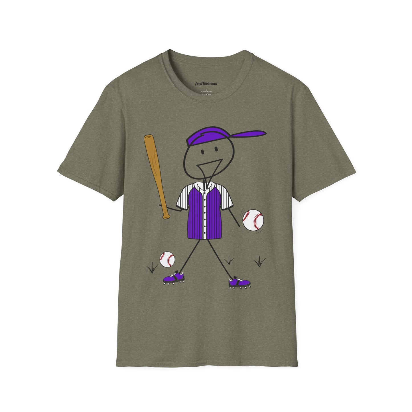 FRED is ready to PLAY BALL! His forever motto - HAVE FUN, PLAY HARD, DON’T QUIT! Purple Pinstripe