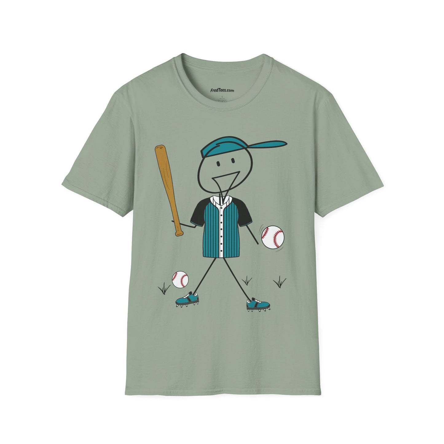 FRED is ready to PLAY BALL! His forever motto - HAVE FUN, PLAY HARD, DON’T QUIT! Teal & Black Pinstripe
