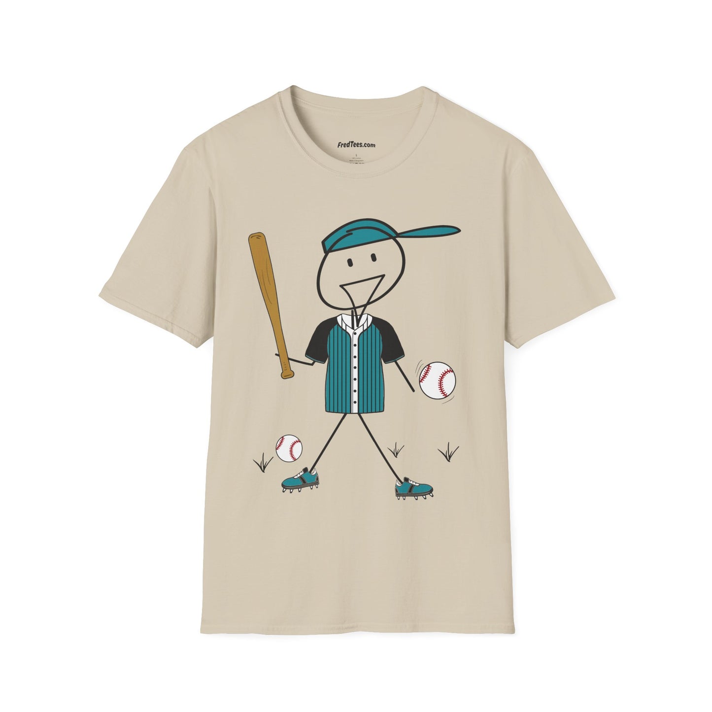 FRED is ready to PLAY BALL! His forever motto - HAVE FUN, PLAY HARD, DON’T QUIT! Teal & Black Pinstripe