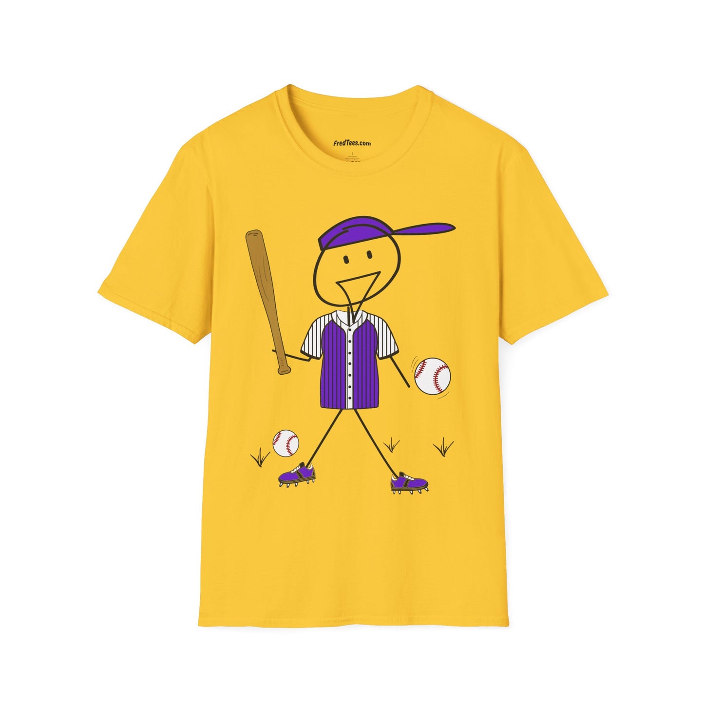 FRED is ready to PLAY BALL! His forever motto - HAVE FUN, PLAY HARD, DON’T QUIT! Purple Pinstripe