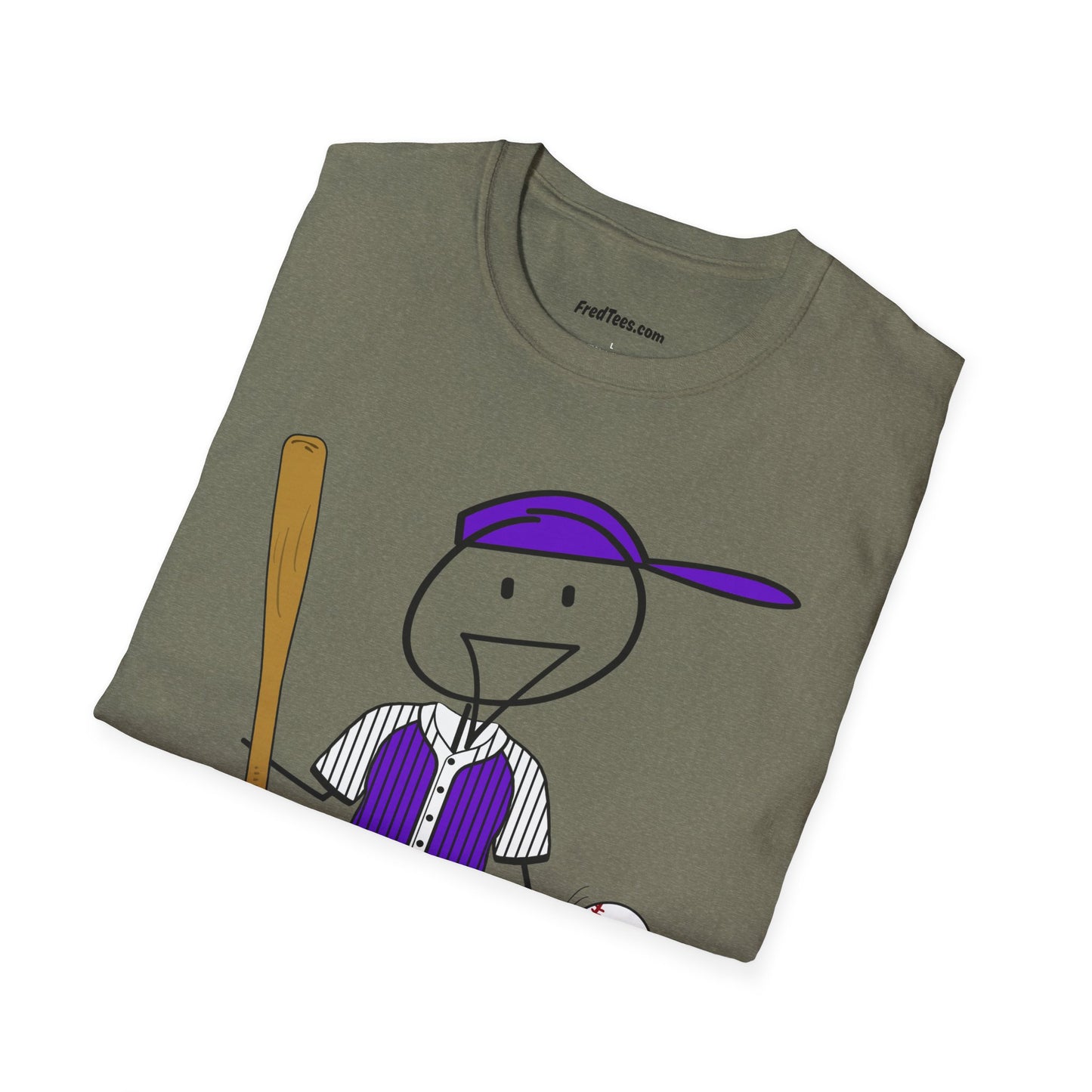 FRED is ready to PLAY BALL! His forever motto - HAVE FUN, PLAY HARD, DON’T QUIT! Purple Pinstripe