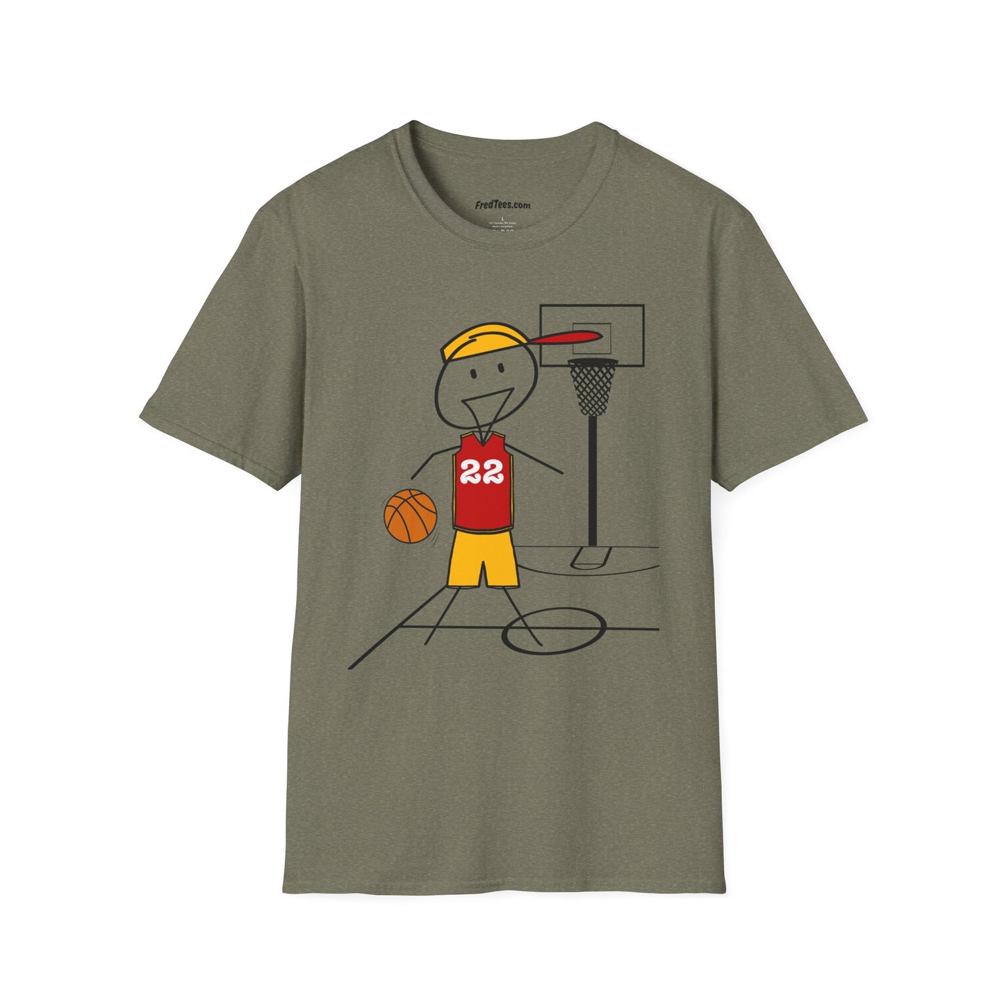 FRED is ready for the court! His forever motto - HAVE FUN, PLAY HARD, DON’T QUIT! Red & Yellow