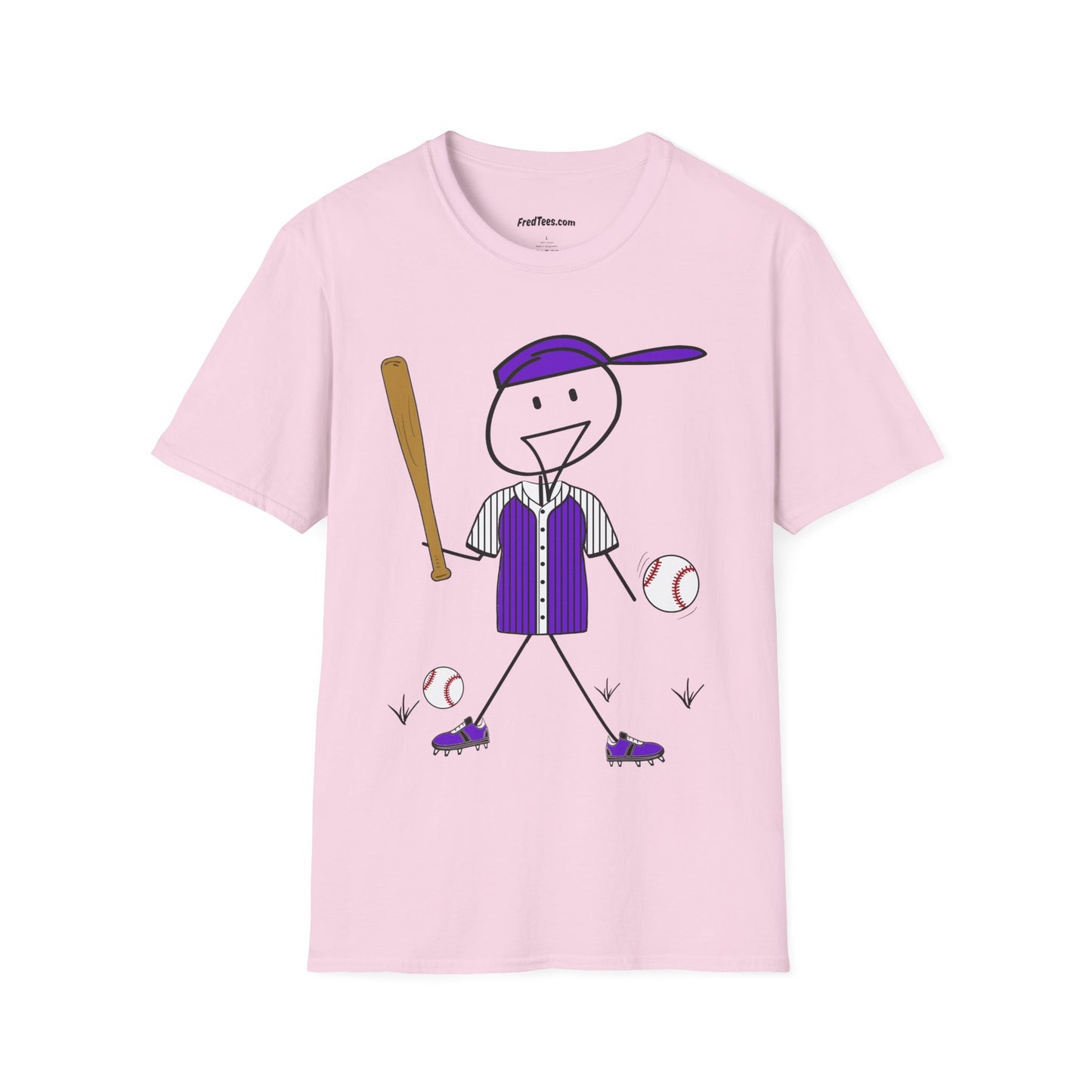 FRED is ready to PLAY BALL! His forever motto - HAVE FUN, PLAY HARD, DON’T QUIT! Purple Pinstripe