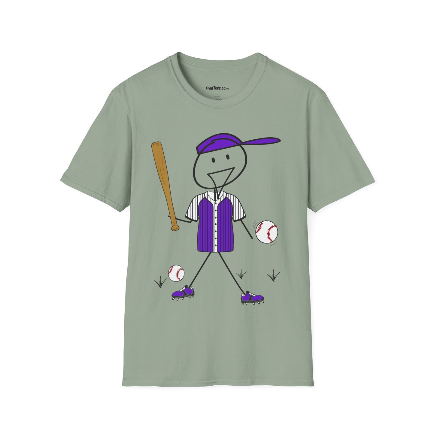 FRED is ready to PLAY BALL! His forever motto - HAVE FUN, PLAY HARD, DON’T QUIT! Purple Pinstripe