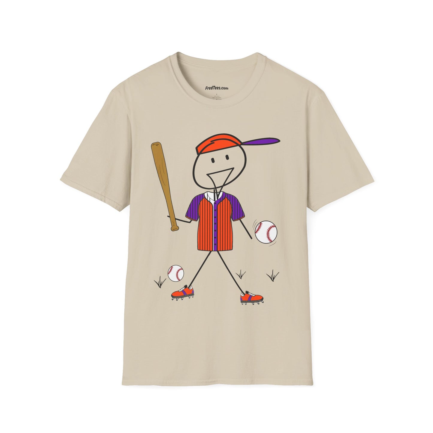 FRED is ready to PLAY BALL! His forever motto - HAVE FUN, PLAY HARD, DON’T QUIT! Orange & Purple Pinstripe