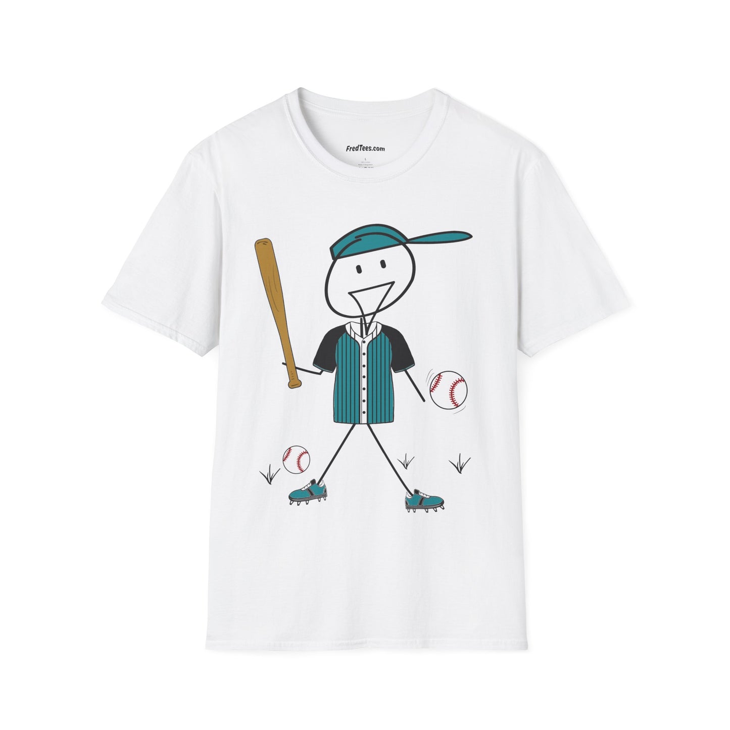 FRED is ready to PLAY BALL! His forever motto - HAVE FUN, PLAY HARD, DON’T QUIT! Teal & Black Pinstripe