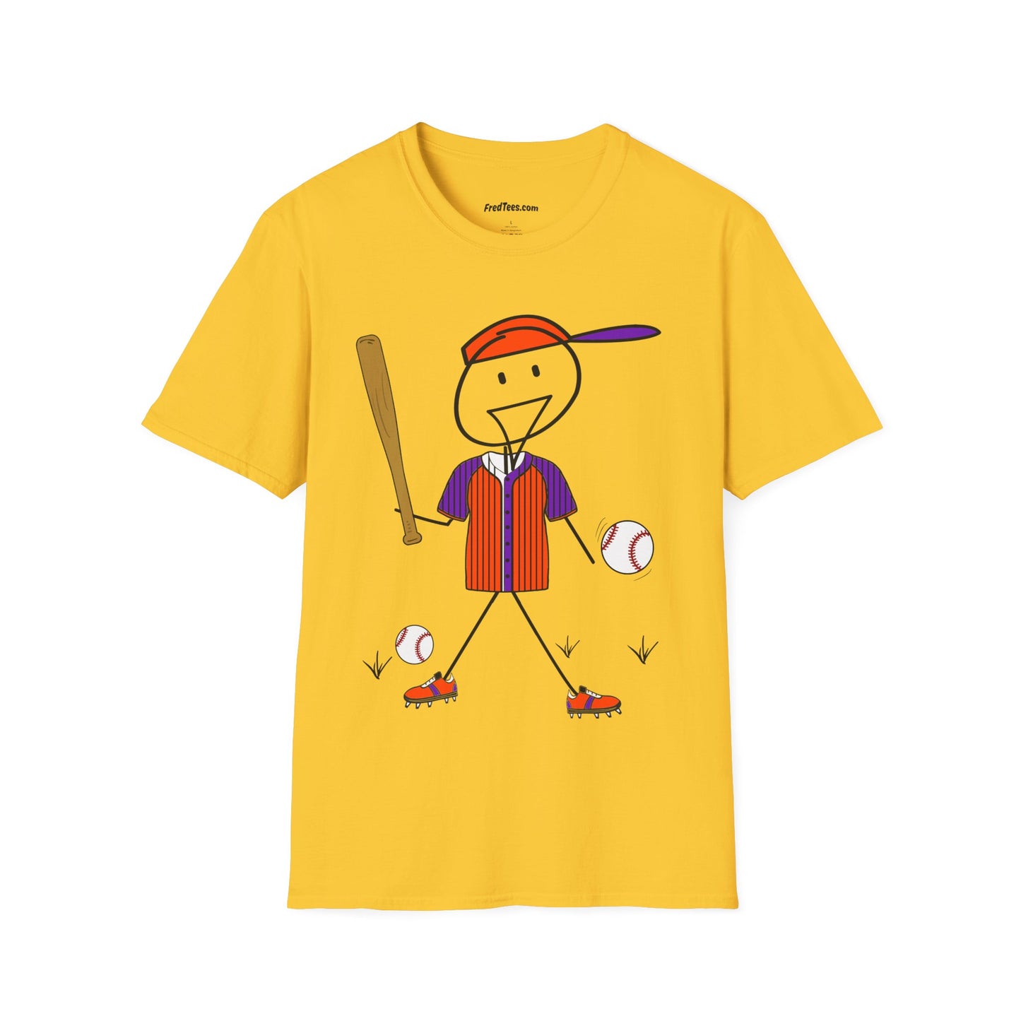 FRED is ready to PLAY BALL! His forever motto - HAVE FUN, PLAY HARD, DON’T QUIT! Orange & Purple Pinstripe