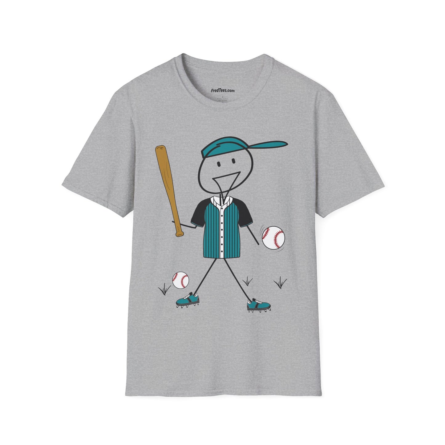 FRED is ready to PLAY BALL! His forever motto - HAVE FUN, PLAY HARD, DON’T QUIT! Teal & Black Pinstripe