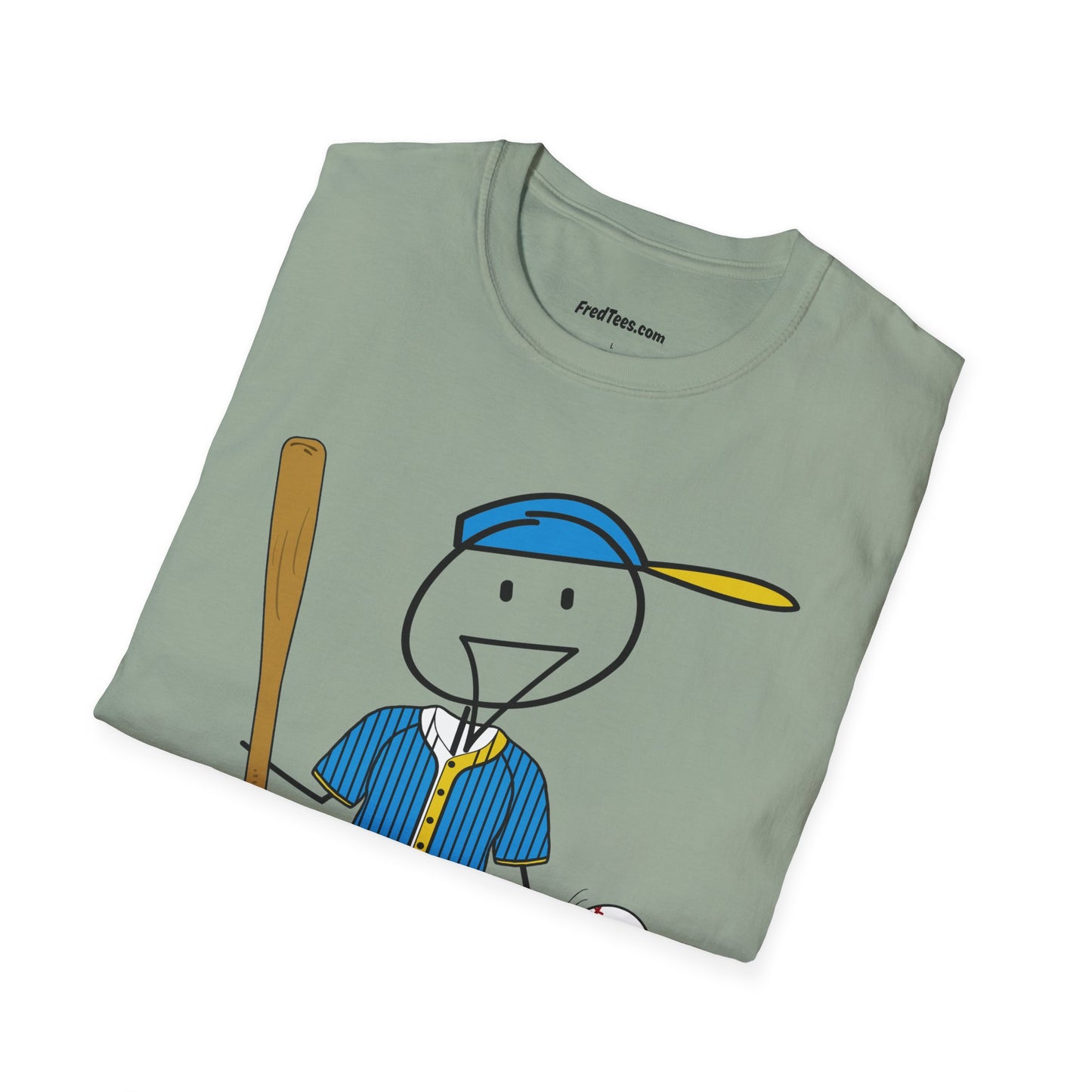 FRED is ready to PLAY BALL! His forever motto - HAVE FUN, PLAY HARD, DON’T QUIT! Aqua & Yellow Pinstripe