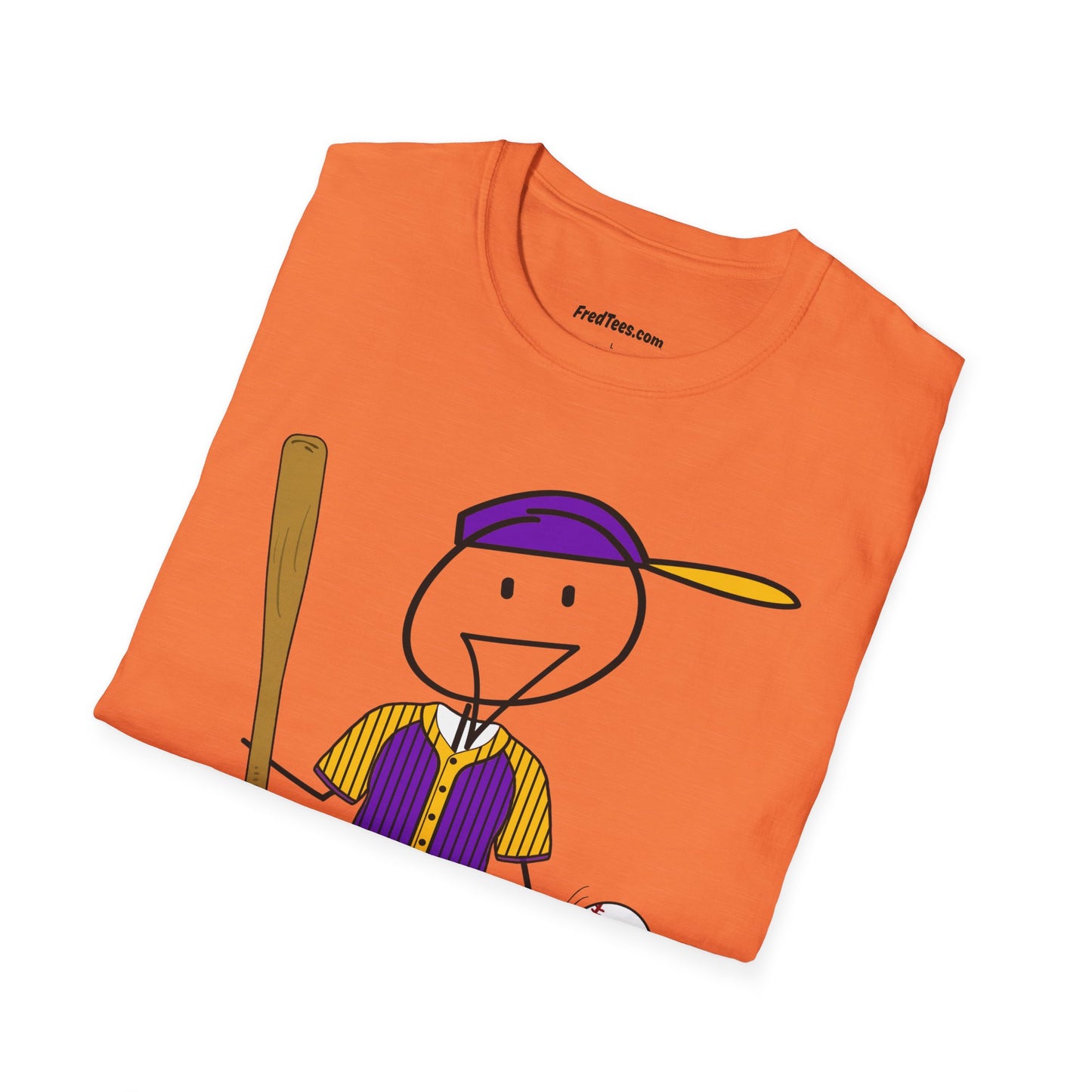 FRED is ready to PLAY BALL! His forever motto - HAVE FUN, PLAY HARD, DON’T QUIT! Purple & Yellow Pinstripe