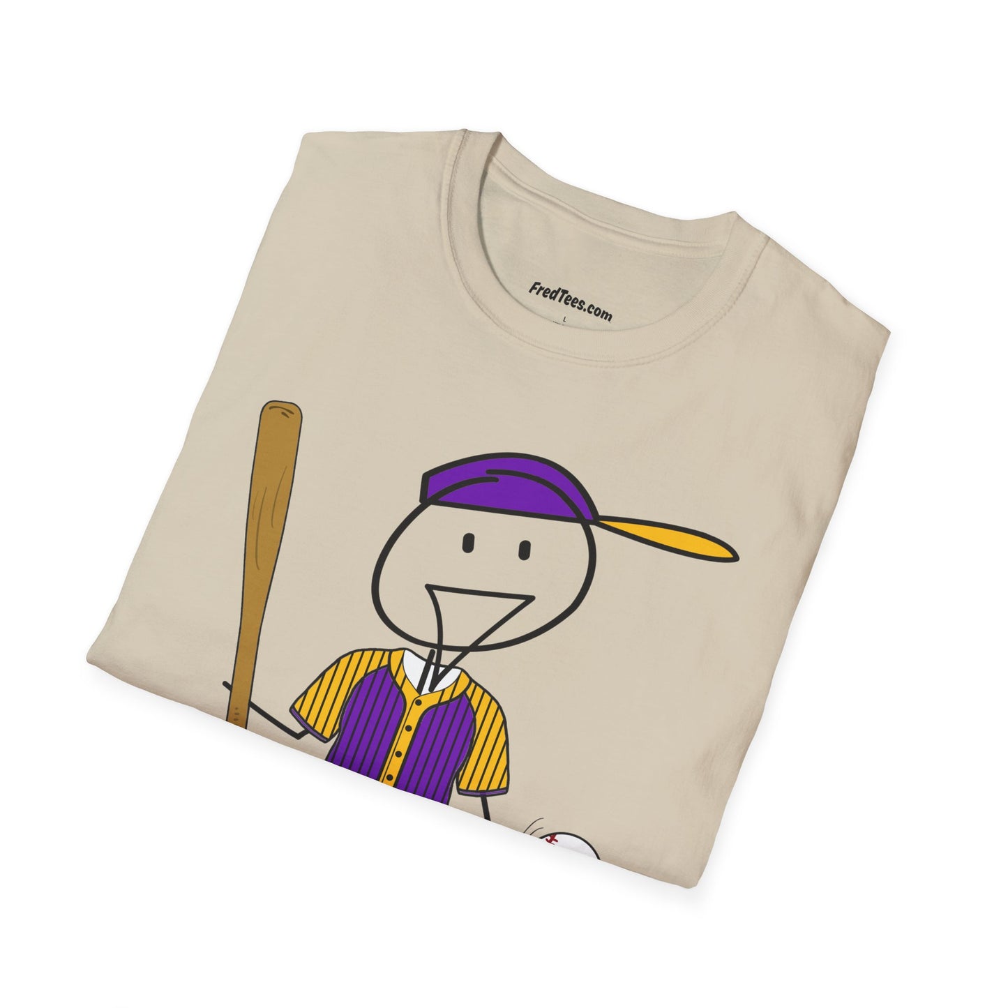 FRED is ready to PLAY BALL! His forever motto - HAVE FUN, PLAY HARD, DON’T QUIT! Purple & Yellow Pinstripe