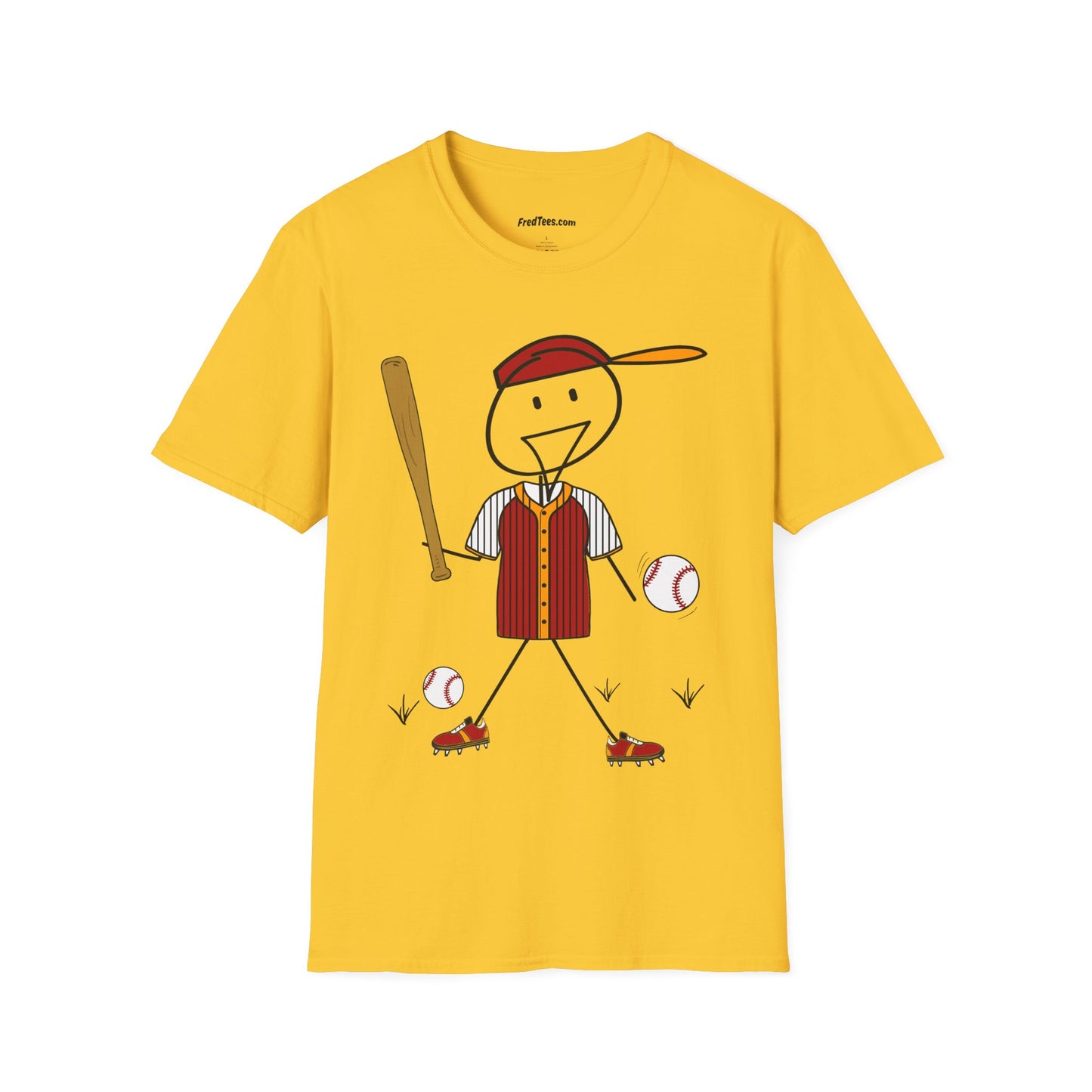 FRED is ready to PLAY BALL! His forever motto - HAVE FUN, PLAY HARD, DON’T QUIT! Red and gold pinstripe
