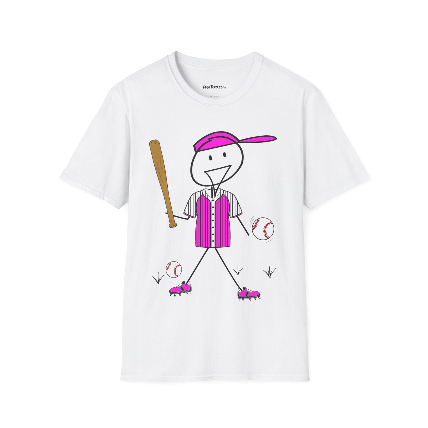 FRED is ready to PLAY BALL! His forever motto - HAVE FUN, PLAY HARD, DON’T QUIT! Hot Pink Pinstripe