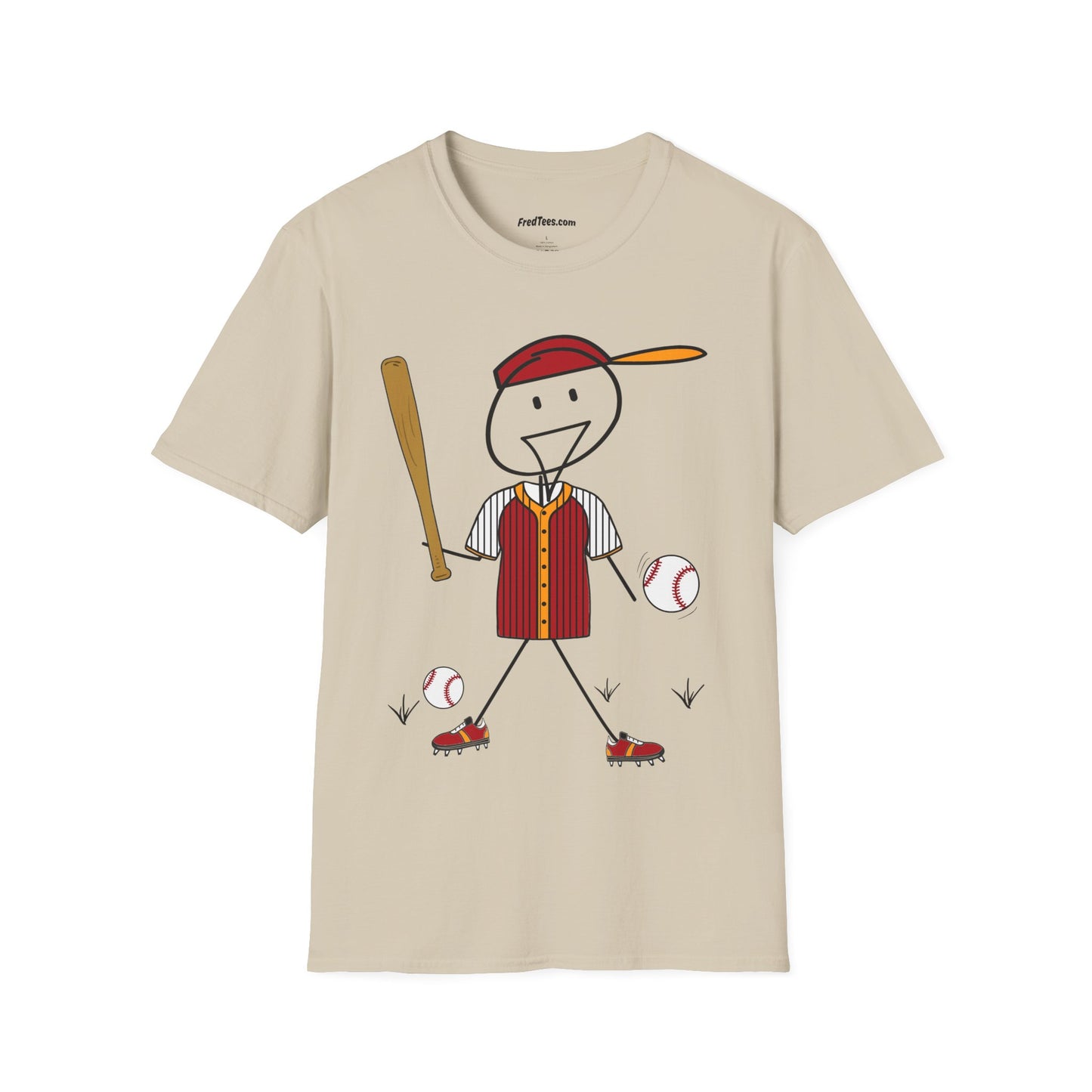 FRED is ready to PLAY BALL! His forever motto - HAVE FUN, PLAY HARD, DON’T QUIT! Red and gold pinstripe