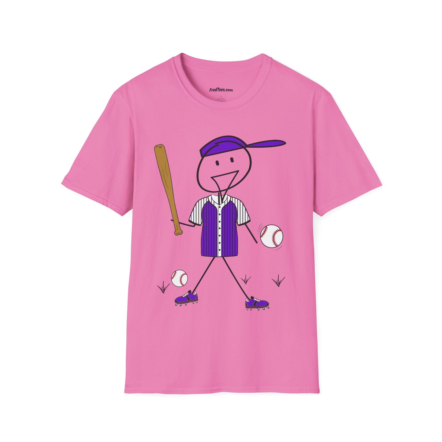 FRED is ready to PLAY BALL! His forever motto - HAVE FUN, PLAY HARD, DON’T QUIT! Purple Pinstripe