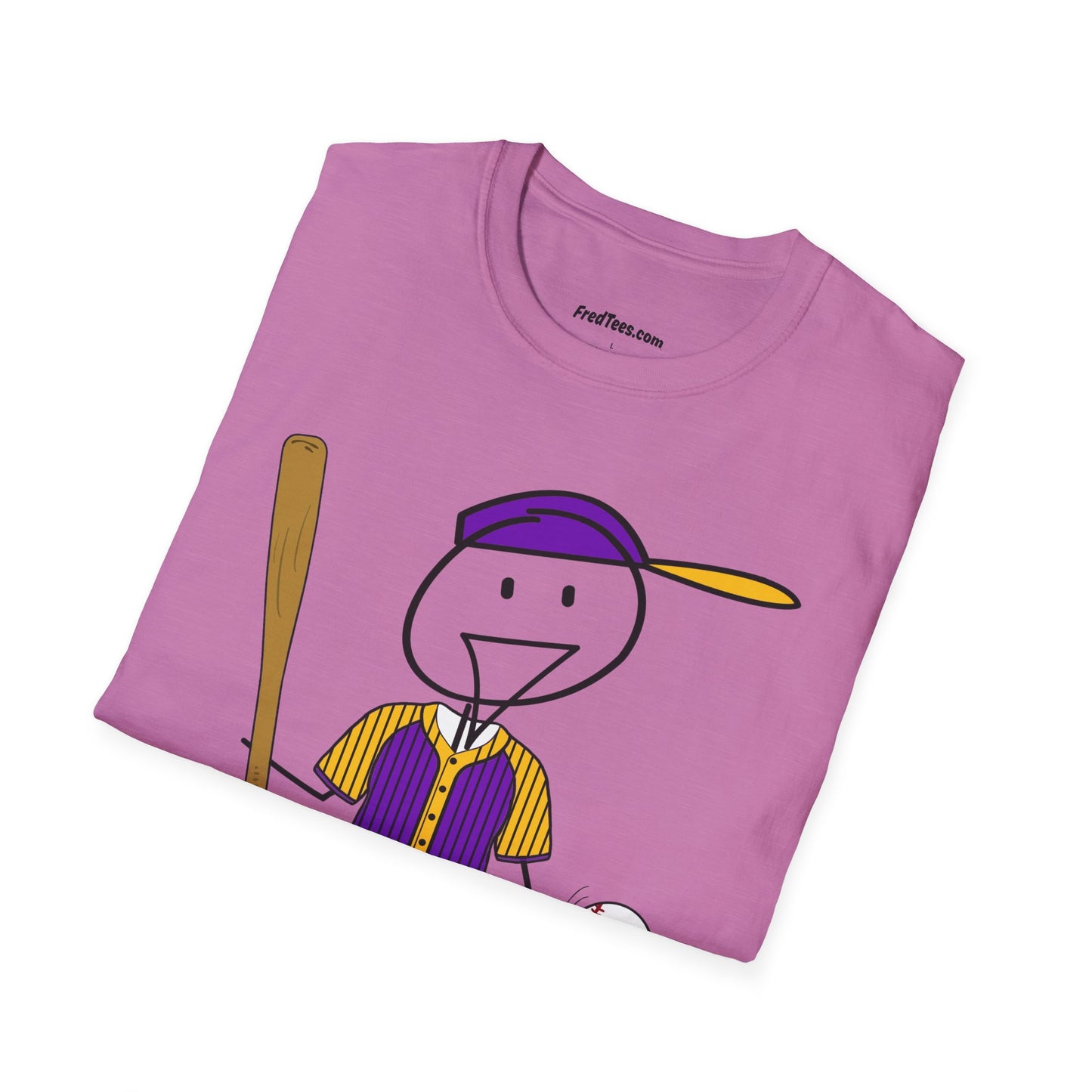 FRED is ready to PLAY BALL! His forever motto - HAVE FUN, PLAY HARD, DON’T QUIT! Purple & Yellow Pinstripe