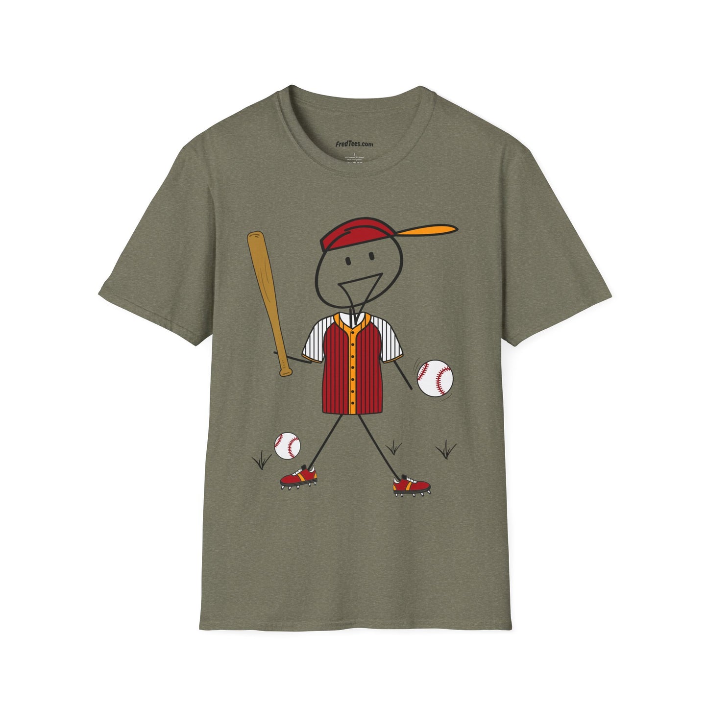 FRED is ready to PLAY BALL! His forever motto - HAVE FUN, PLAY HARD, DON’T QUIT! Red and gold pinstripe