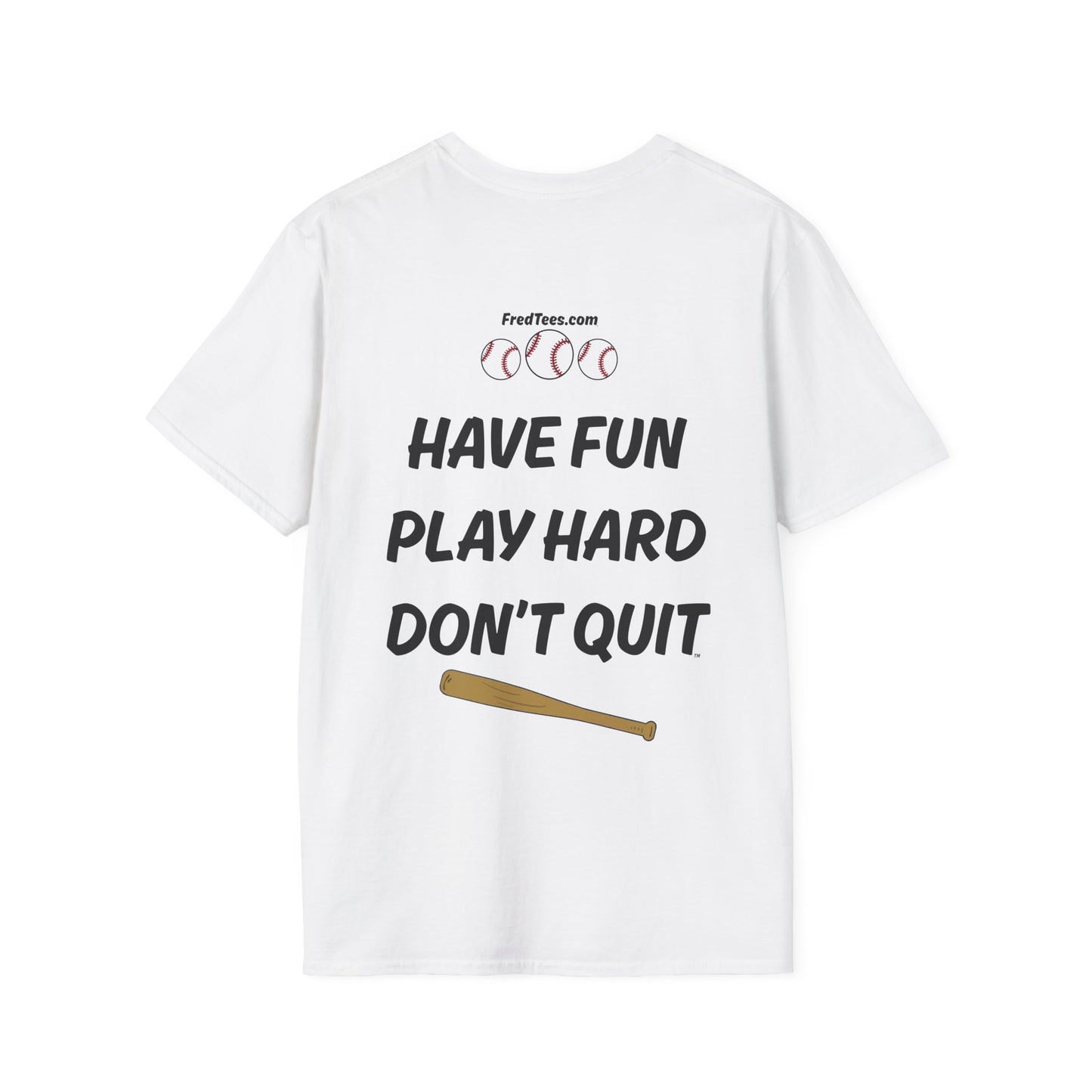 FRED is ready to PLAY BALL! His forever motto - HAVE FUN, PLAY HARD, DON’T QUIT! Sky Blue & Black Pinstripe