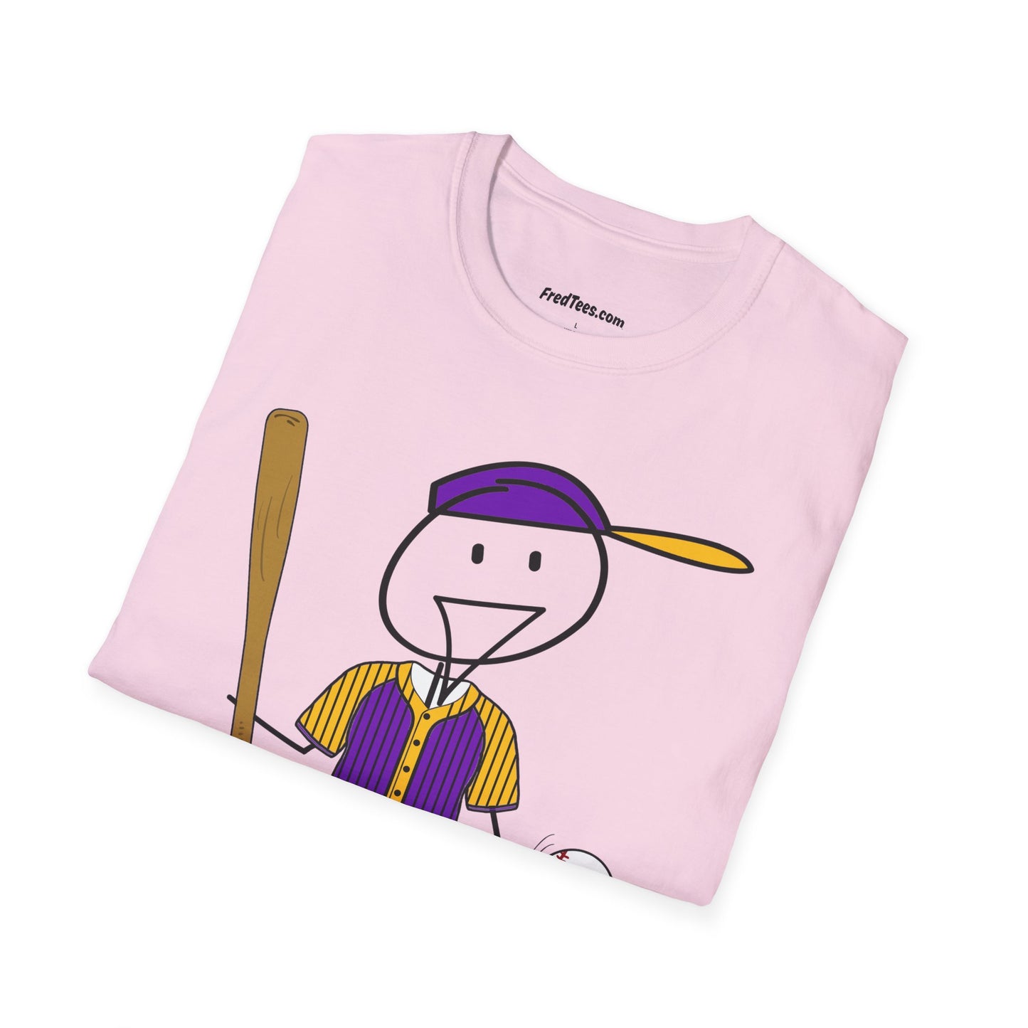 FRED is ready to PLAY BALL! His forever motto - HAVE FUN, PLAY HARD, DON’T QUIT! Purple & Yellow Pinstripe