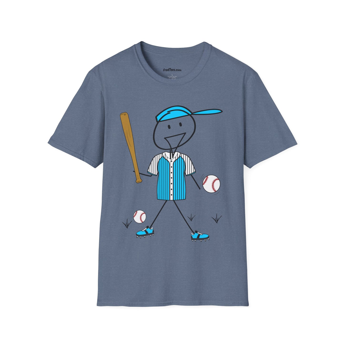 FRED is ready to PLAY BALL! His forever motto - HAVE FUN, PLAY HARD, DON’T QUIT! Sky Blue & Black Pinstripe