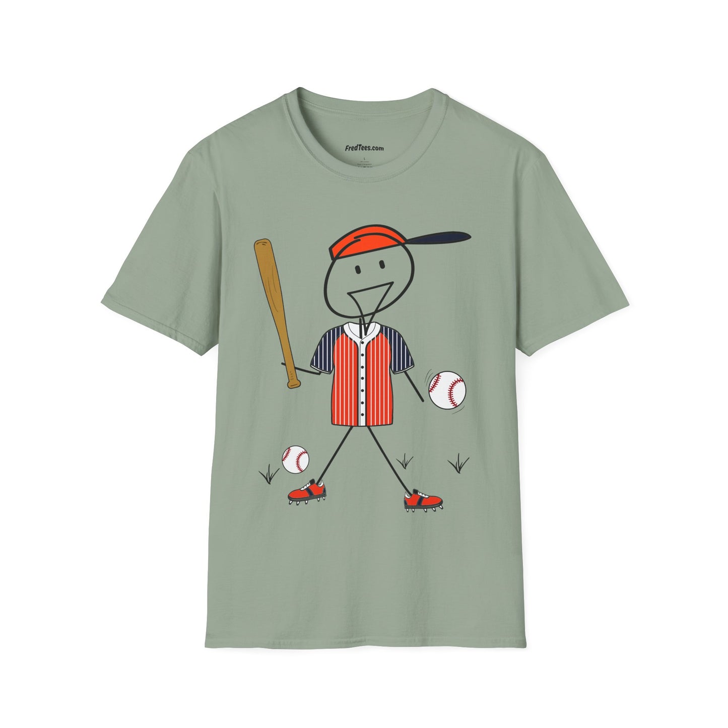 FRED is ready to PLAY BALL! His forever motto - HAVE FUN, PLAY HARD, DON’T QUIT! Orange & Navy Pinstripe