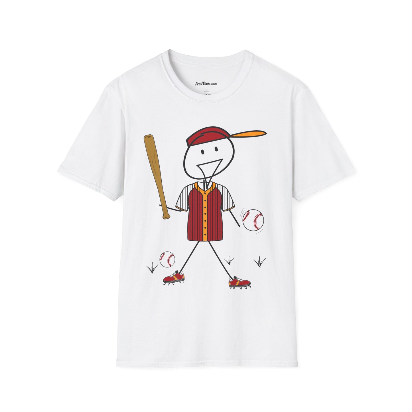 FRED is ready to PLAY BALL! His forever motto - HAVE FUN, PLAY HARD, DON’T QUIT! Red and gold pinstripe