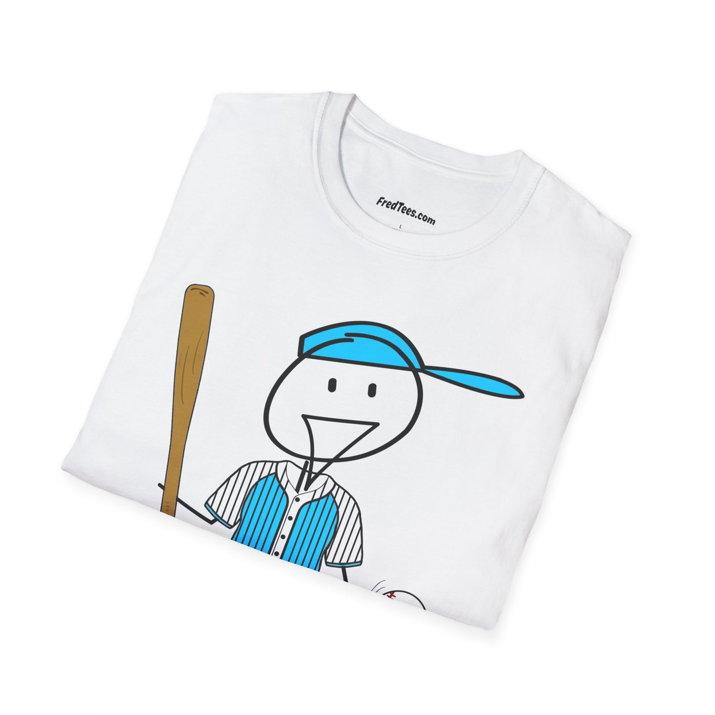 FRED is ready to PLAY BALL! His forever motto - HAVE FUN, PLAY HARD, DON’T QUIT! Sky Blue & Black Pinstripe